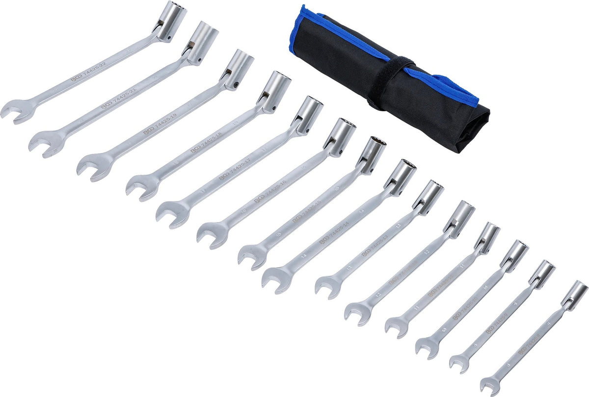 BGS 74425 Satz Maulringschlüssel mit flexibler Ringseite und Gelenk 8-22mm 14 teilig