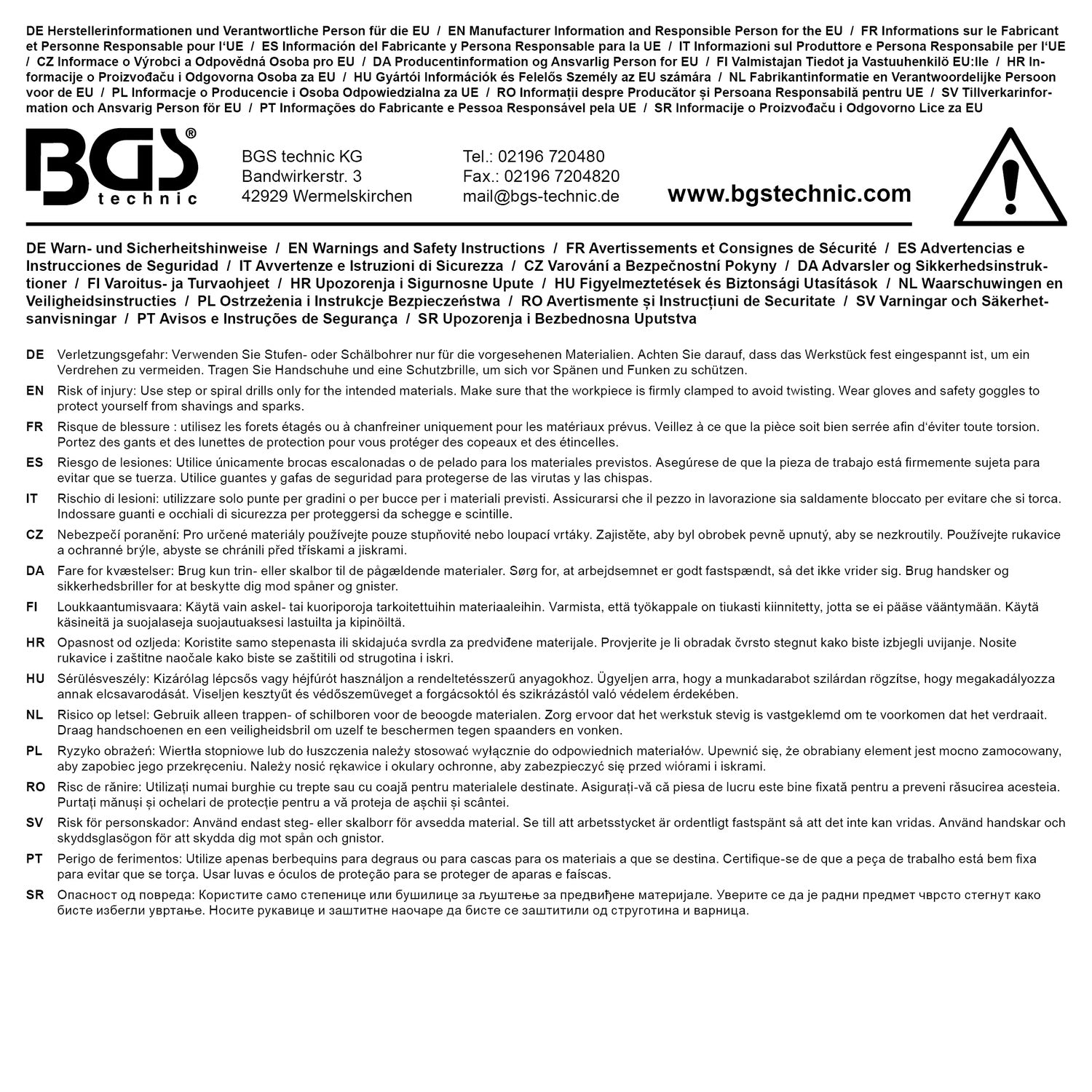 BGS 74702 Stufenbohrer TiAlN-Beschichtung Durchmesser Ø 4-52mm Schälbohrer