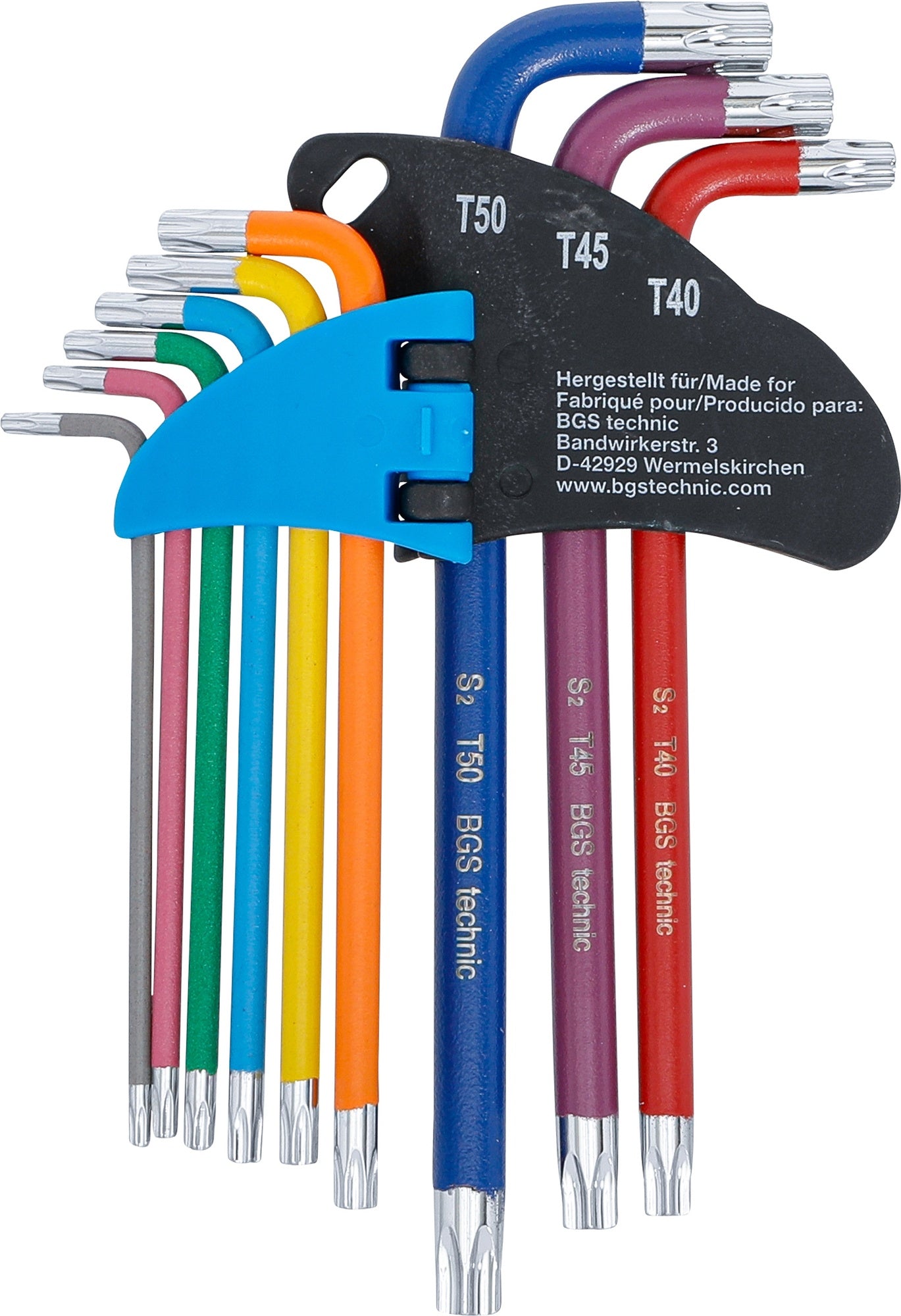 BGS 74458 Satz Winkelschlüssel Multicolour T-Profil (für Torx) T10 - T50 9 teilig
