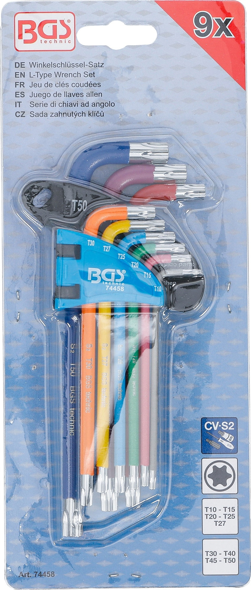 BGS 74458 Satz Winkelschlüssel Multicolour T-Profil (für Torx) T10 - T50 9 teilig