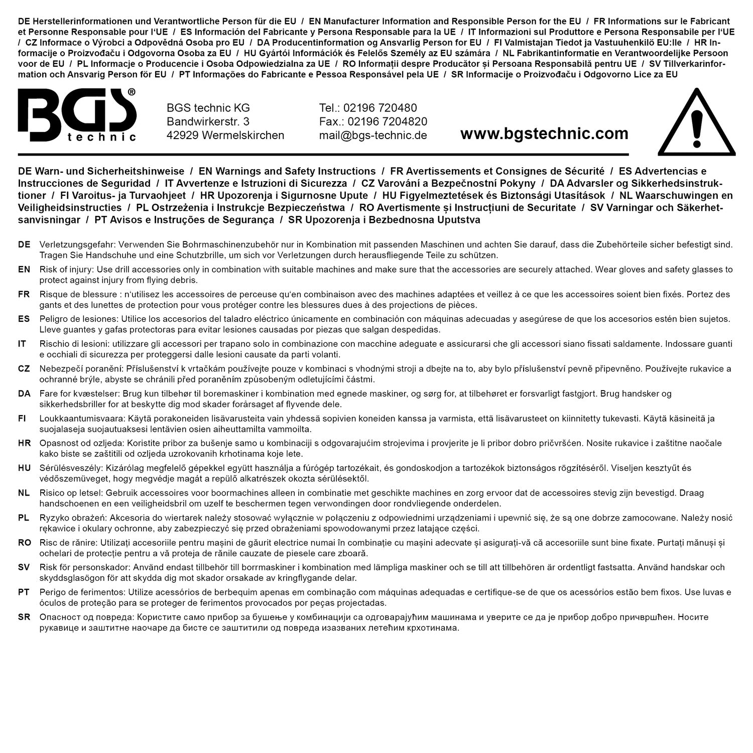 BGS 74469 Schnellspannbohrfutter Metallausführung Außensechskant 6,3mm (1/4") x 20 UNF 0,8 - 10mm