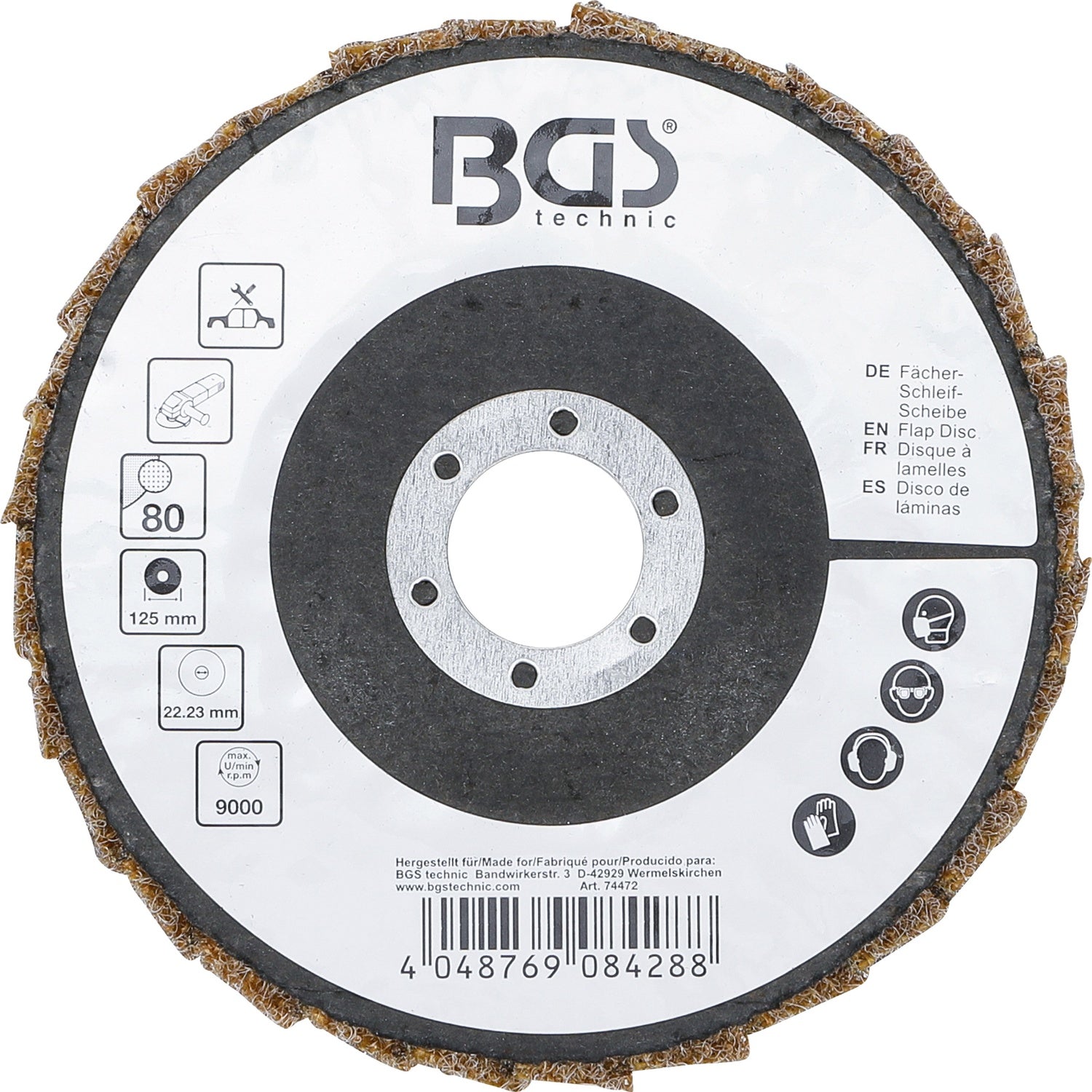 BGS 74472 Fächer Schleifscheibe Vlies Durchmesser Ø 125mm Körnung 80