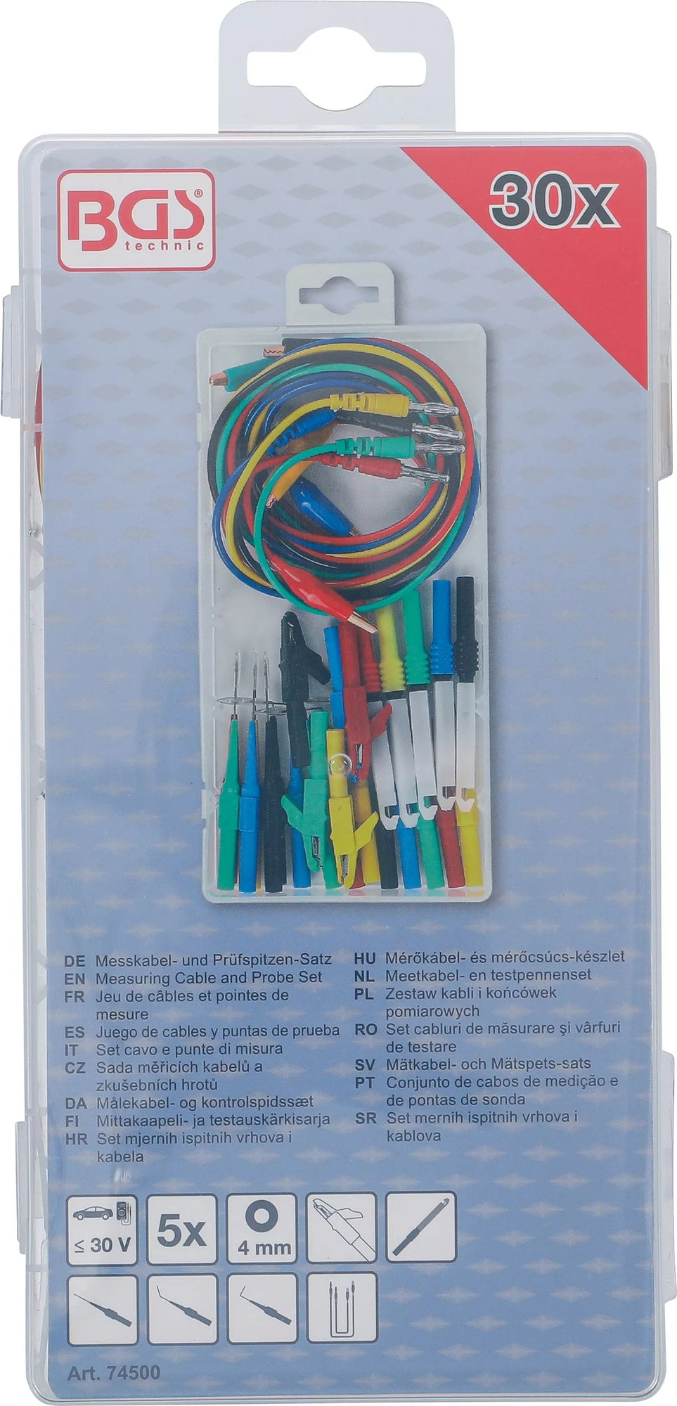 BGS 74500 Satz Messkabel und Prüfspitzen 30 teilig