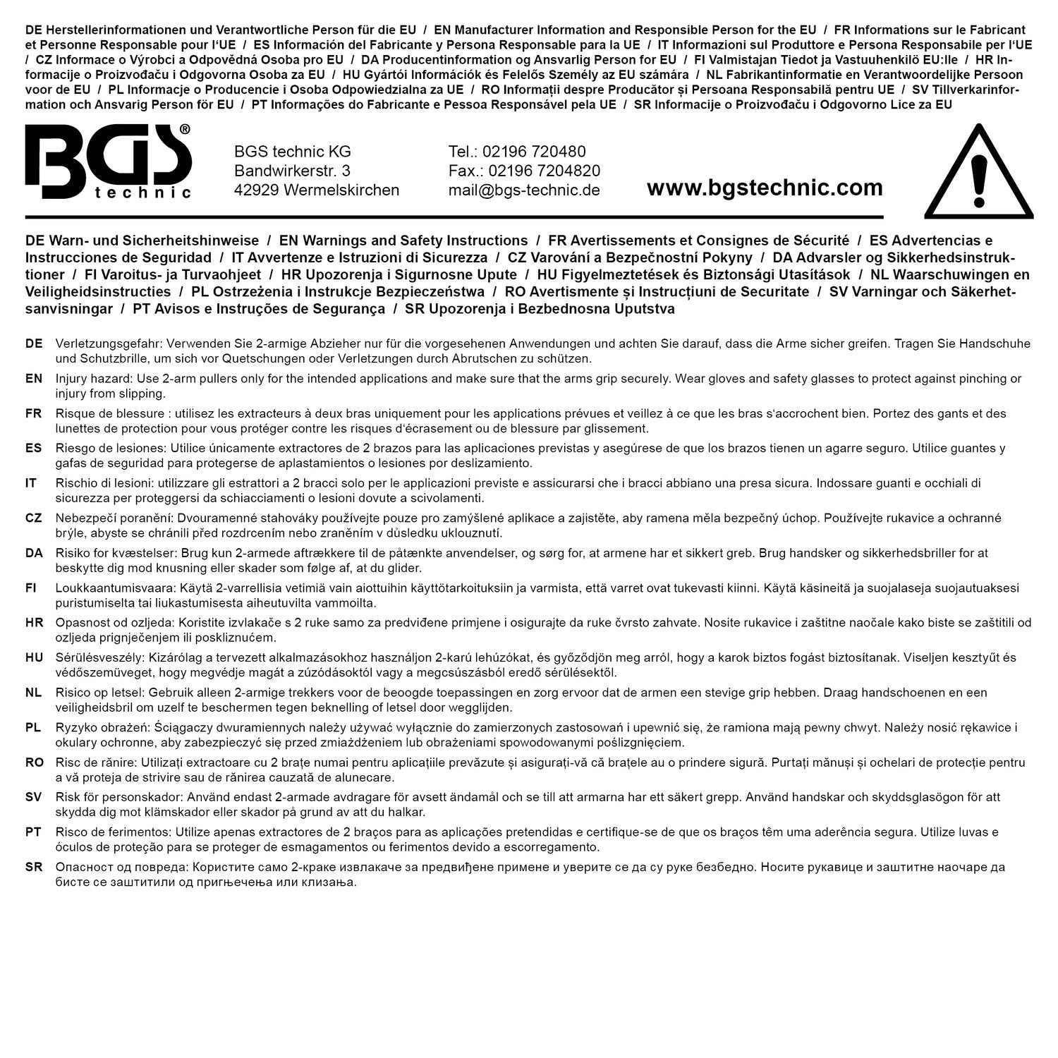 BGS 74522 Parallelabzieher 2 armig / 2 Arm Weite 24-55mm
