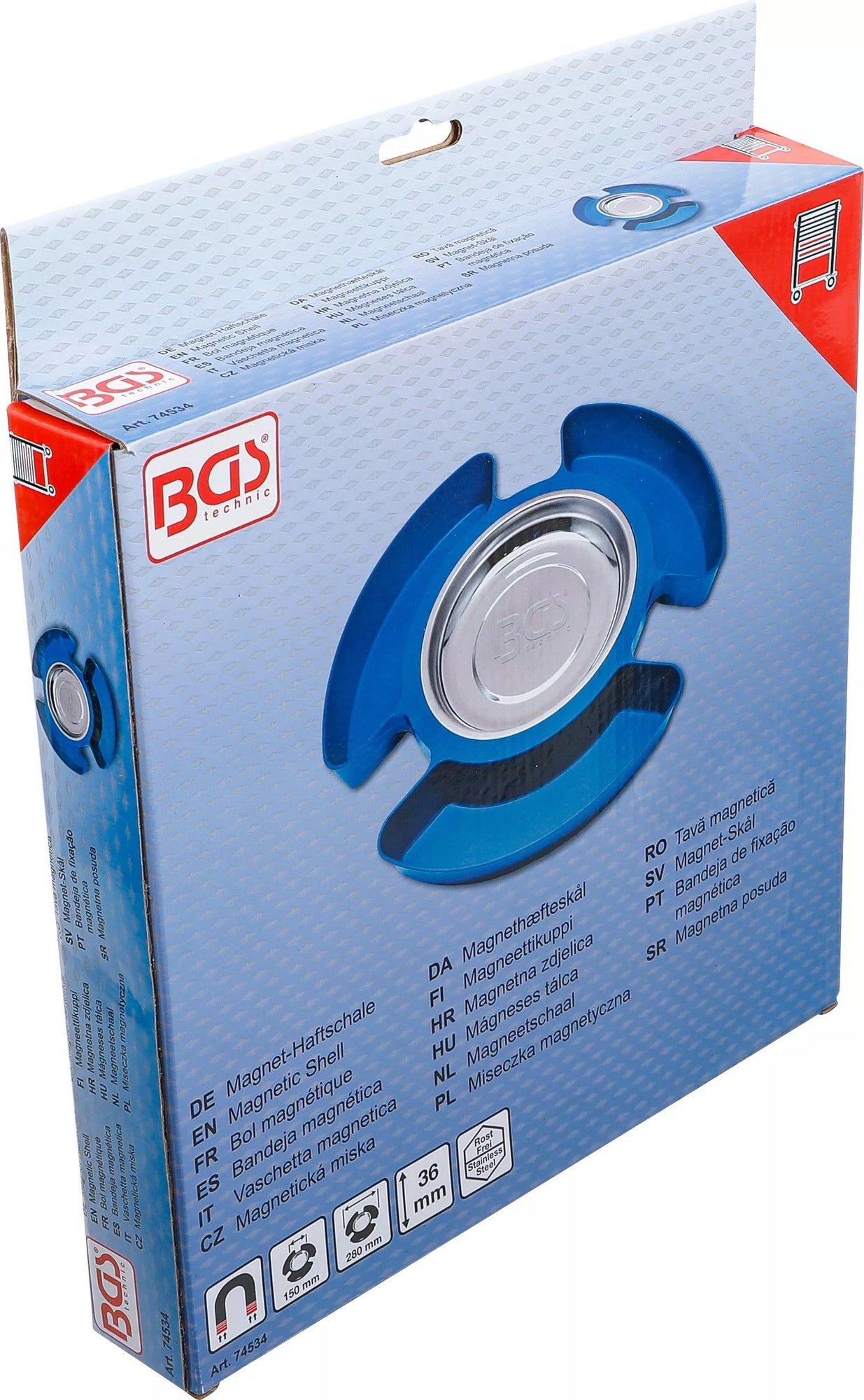 BGS 74534 Magnet Haftschalen mit 3 Kunststoff Ablagen 150mm