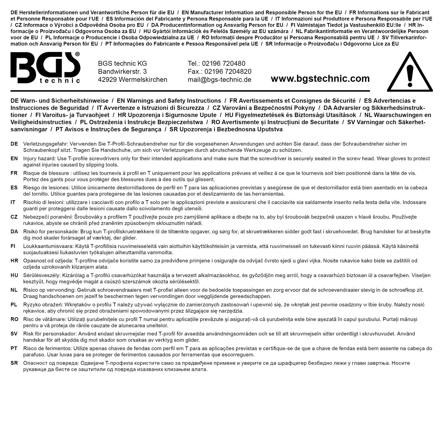 BGS 74541 Satz Schraubendreher extra lang T-Profil (für Torx) T15-T30 4 teilig
