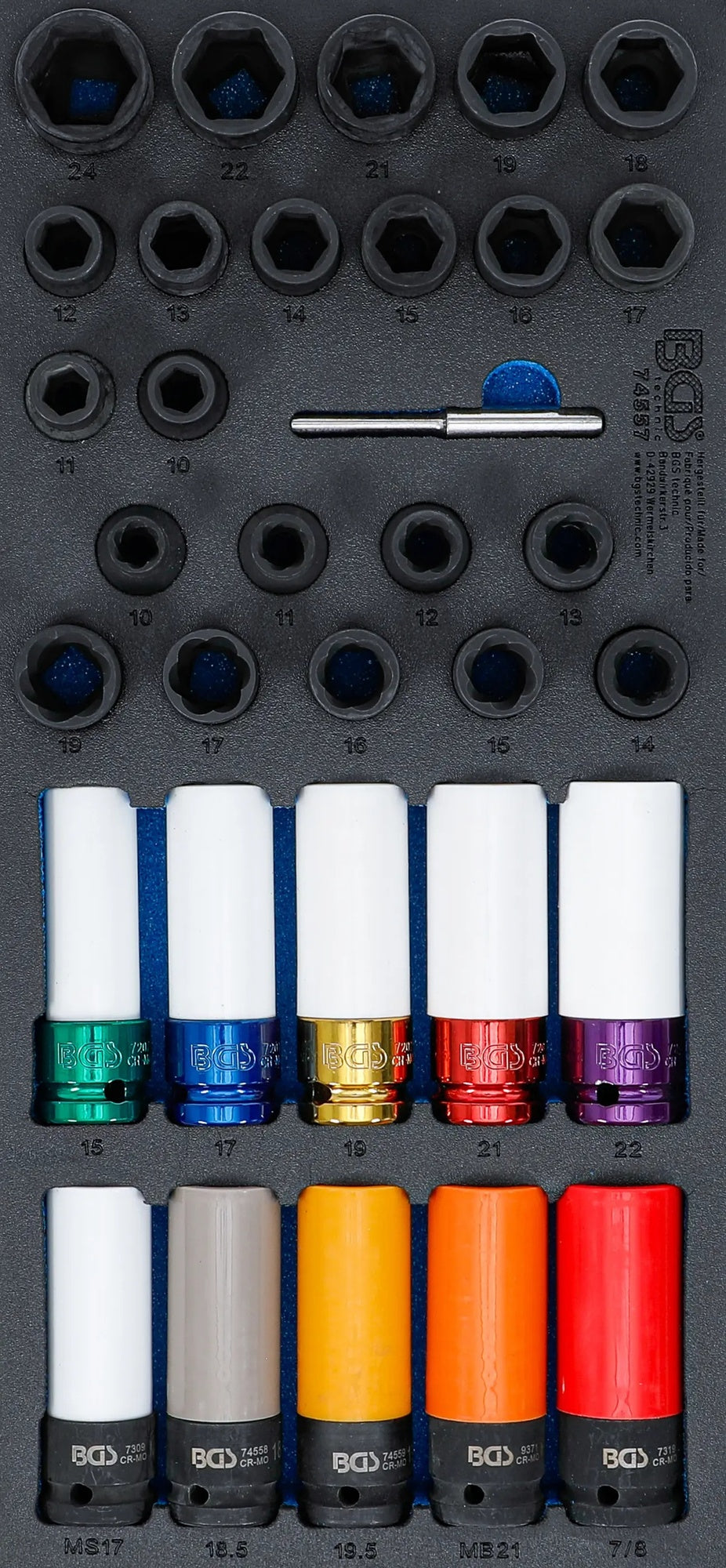 BGS 74557 Satz Kraft Steckschlüssel Spezial Radschrauben und Spiral-Profil Schraubenausdreher 12,5mm (1/2")