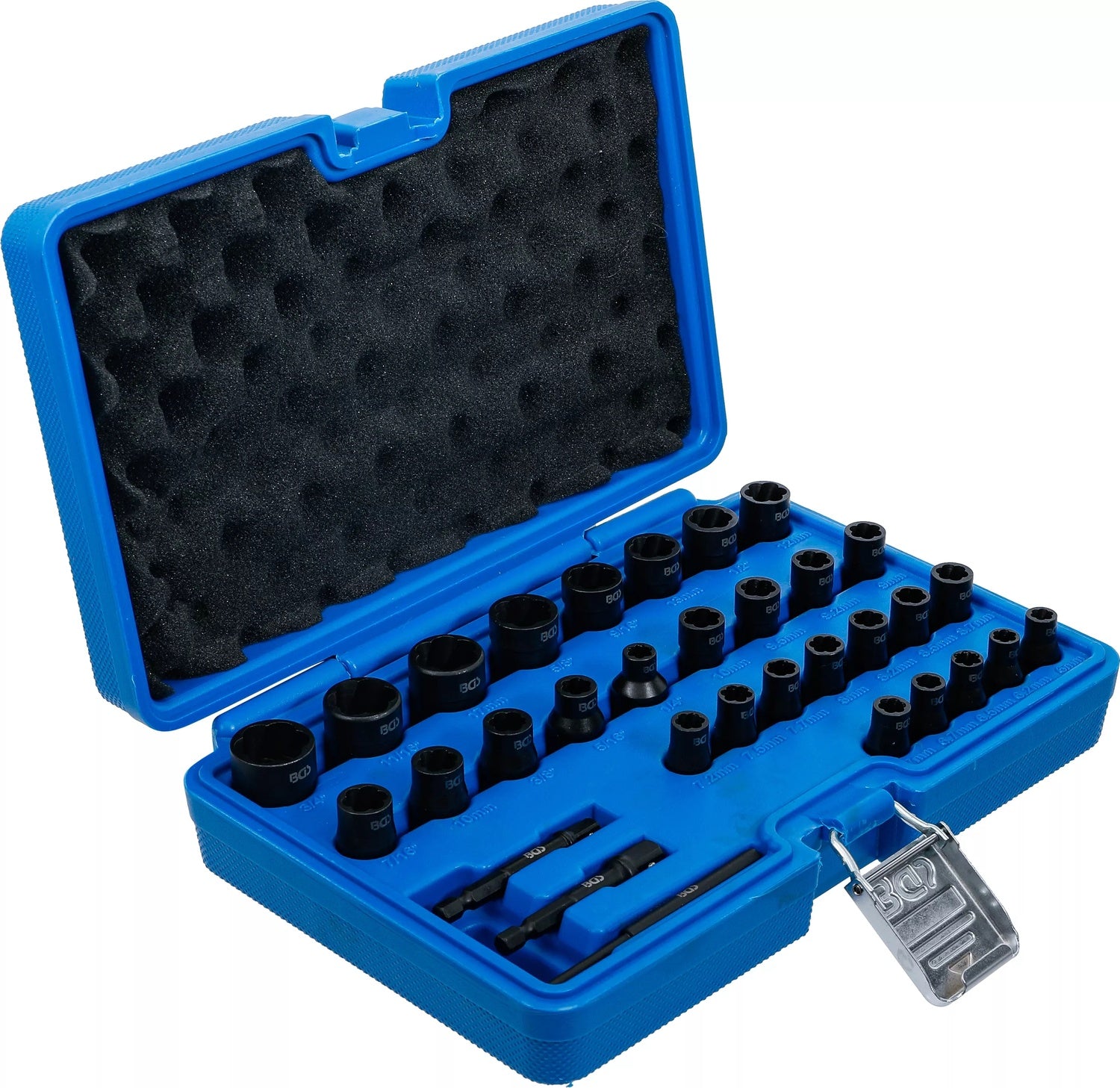 BGS 74560 Satz Spiralprofil Steckschlüssel Schraubenausdreher 6,3mm (1/4") 10mm (3/8") Metrisch und Zollgrößen