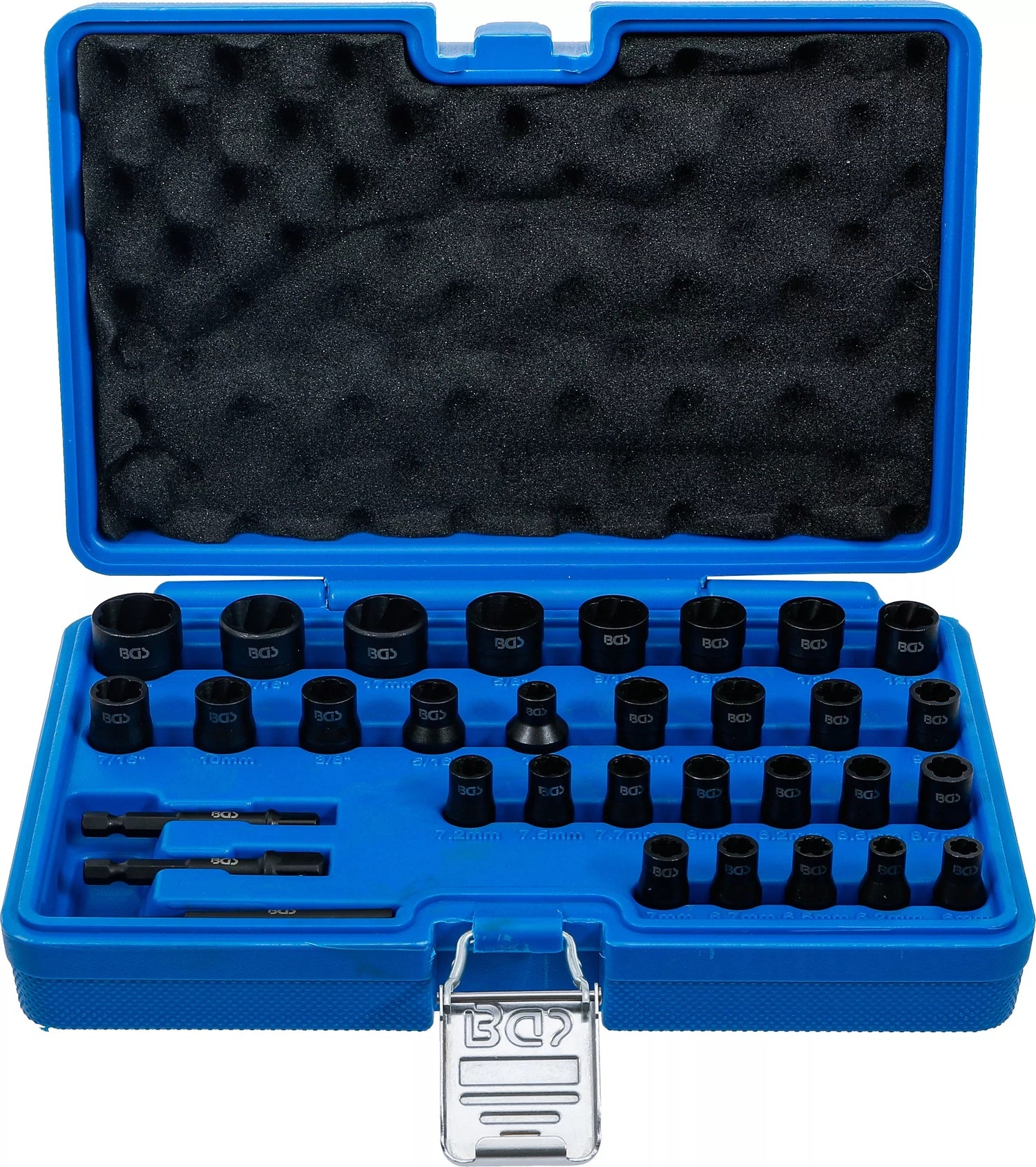 BGS 74560 Satz Spiralprofil Steckschlüssel Schraubenausdreher 6,3mm (1/4") 10mm (3/8") Metrisch und Zollgrößen