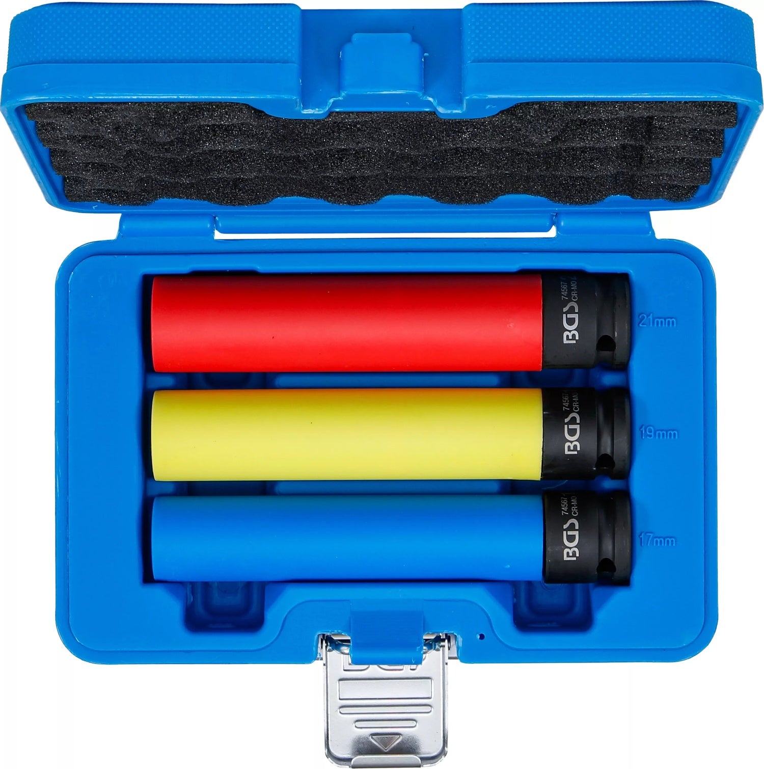 BGS 74567 Satz Kraft Schoneinsatz extra tief Antrieb Innenvierkant 12,5mm (1/2") SW 17 / 19 / 21mm