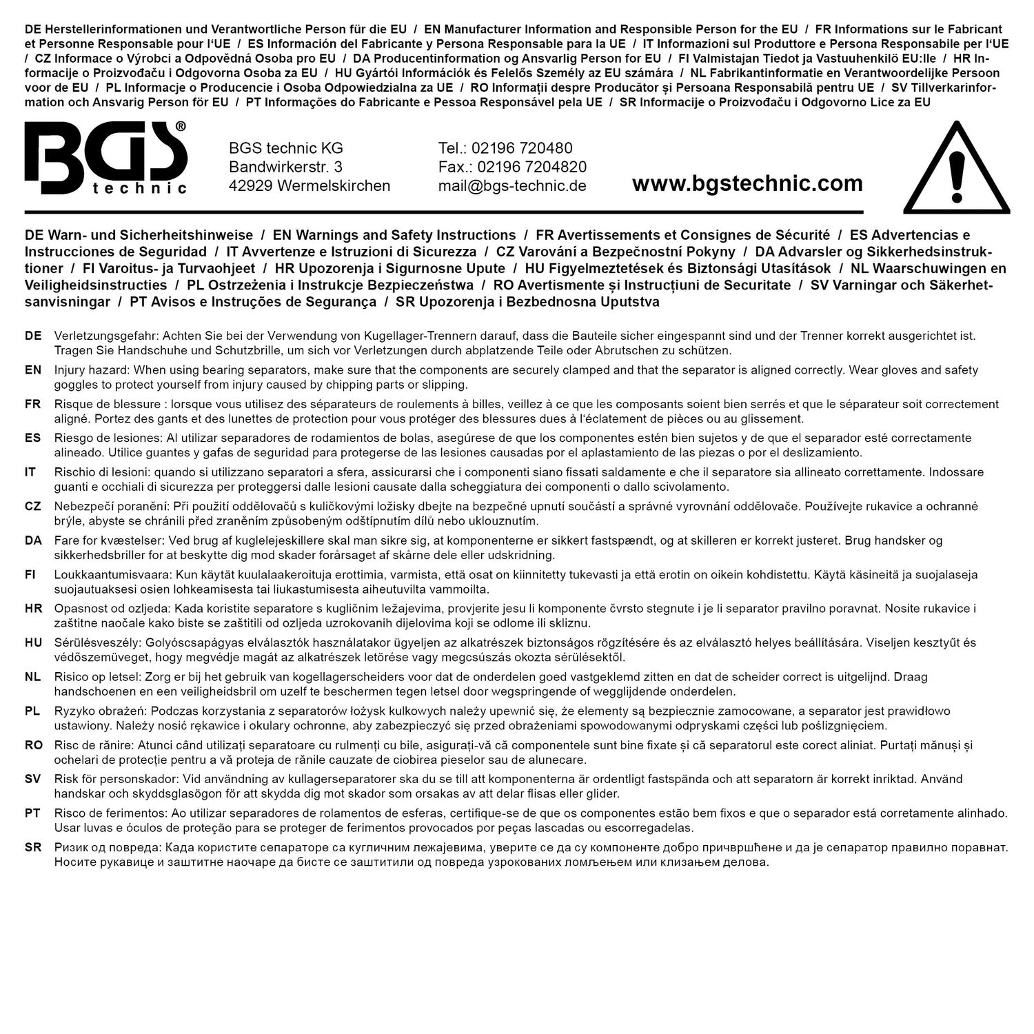 BGS 74569 Satz Trennmesser für Arbeiten an Kugellagern 9 teilig