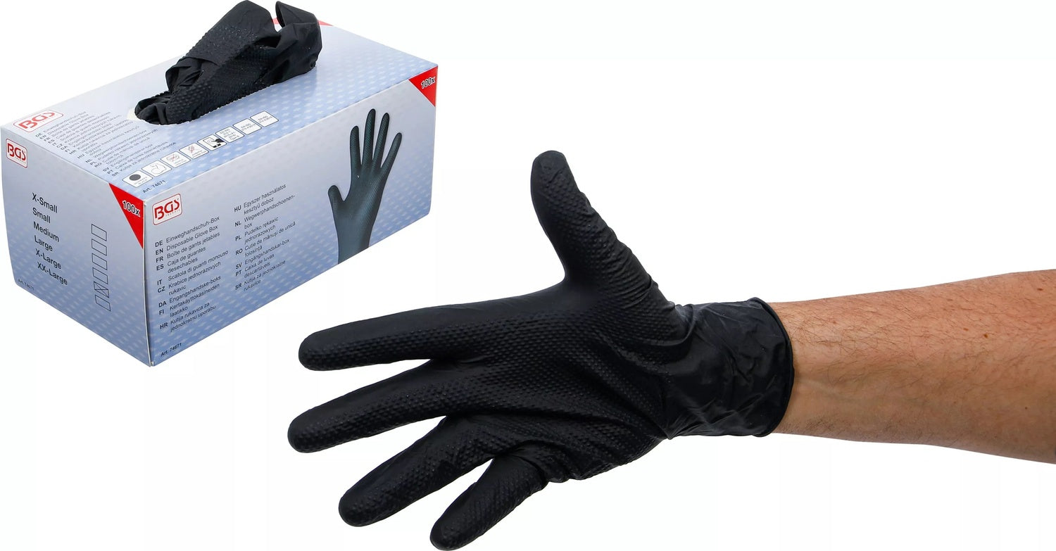 BGS 74671 Einweghandschuh Box Nitril mit extra Griffigkeit Gr. XL 100 Stück
