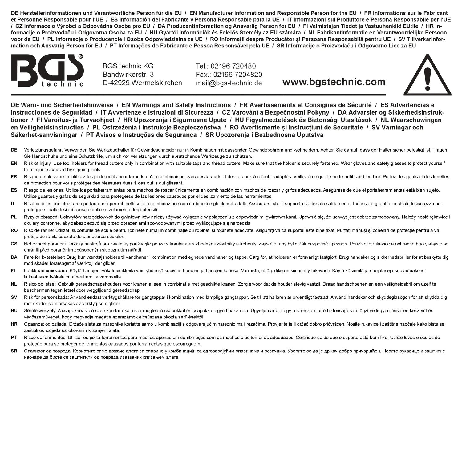 BGS 74683 Satz Schneideisenhalter Antrieb Innenvierkant 10mm (3/8") / 12,5mm (1/2") 4 teilig