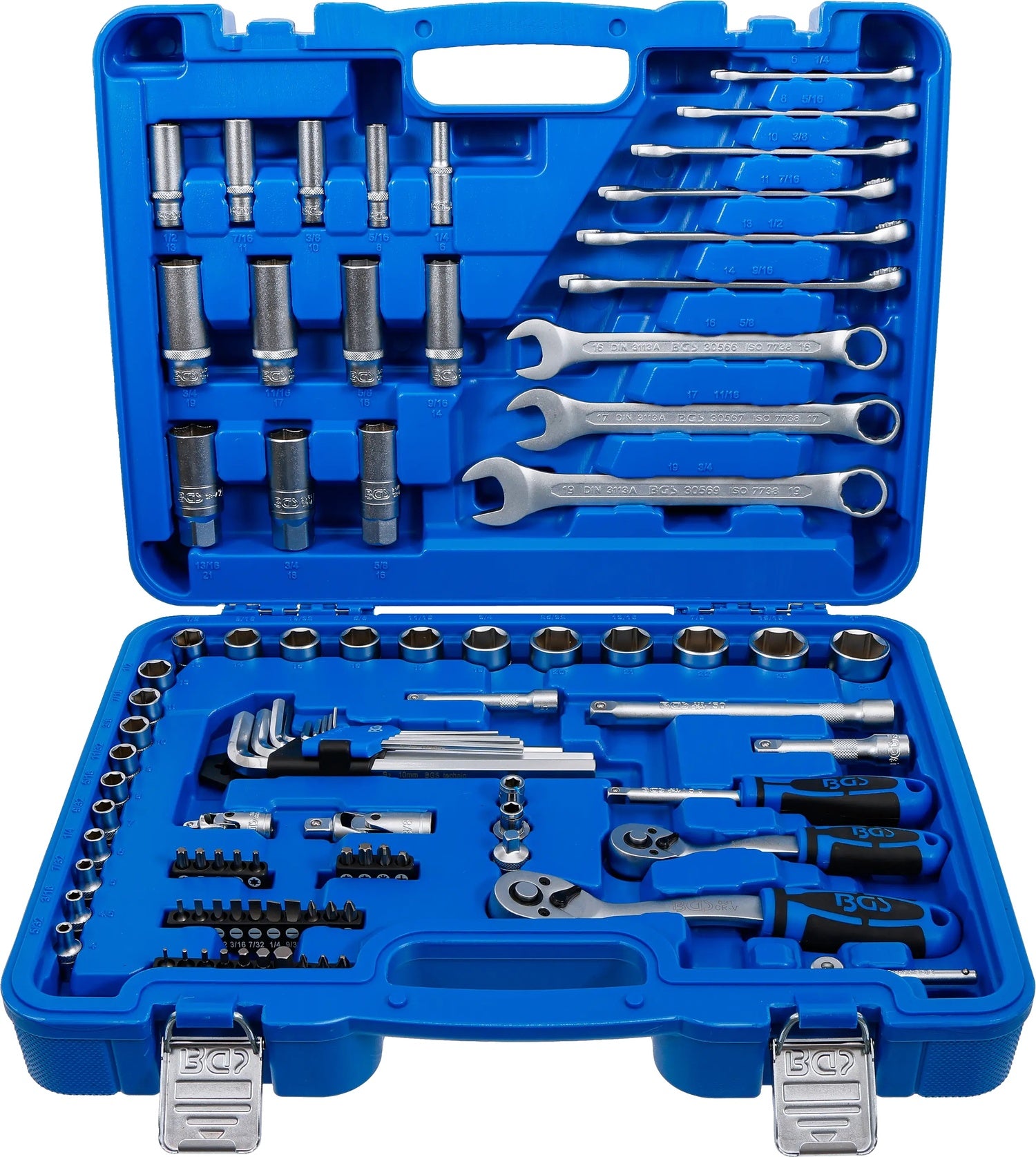 BGS 74701 Satz Steckschlüssel Sechskant Antrieb 6,3mm (1/4") & 10mm (3/8") 92 teilig