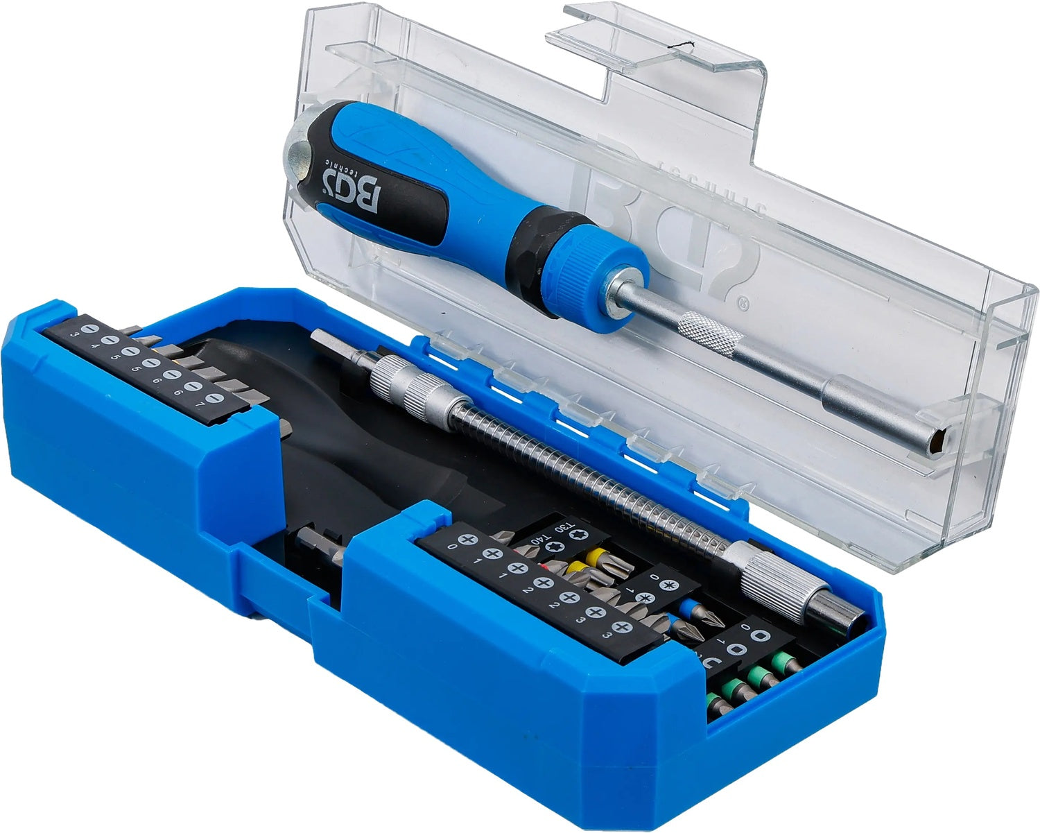 BGS 74741 Satz Schraubendreher & Bits mit Ratschen Drehgriff umschaltbar 43 teilig