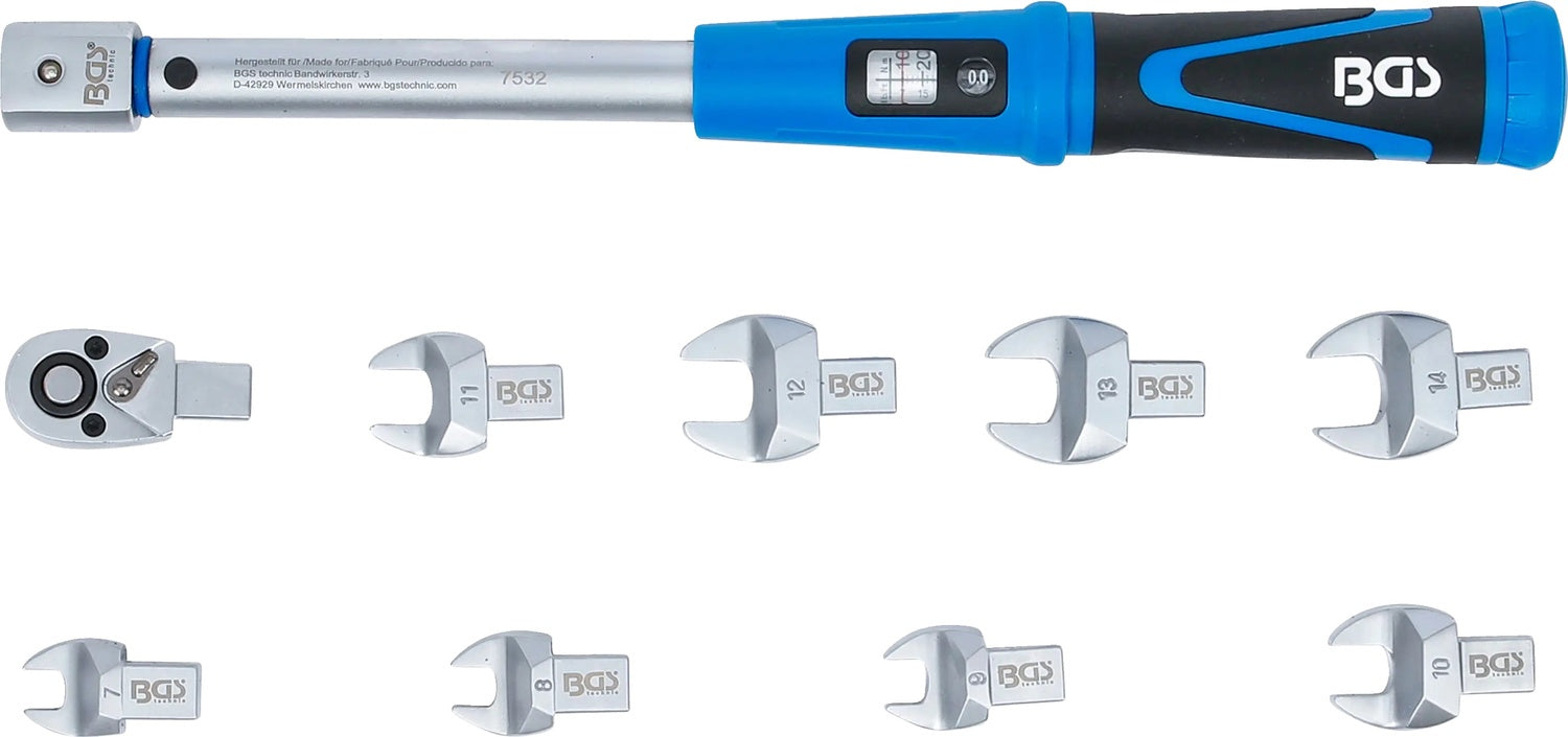 BGS 7532 Satz Drehmomentschlüssel für Einsteckwerkzeuge 9x13mm 10-50 Nm 10 teilig