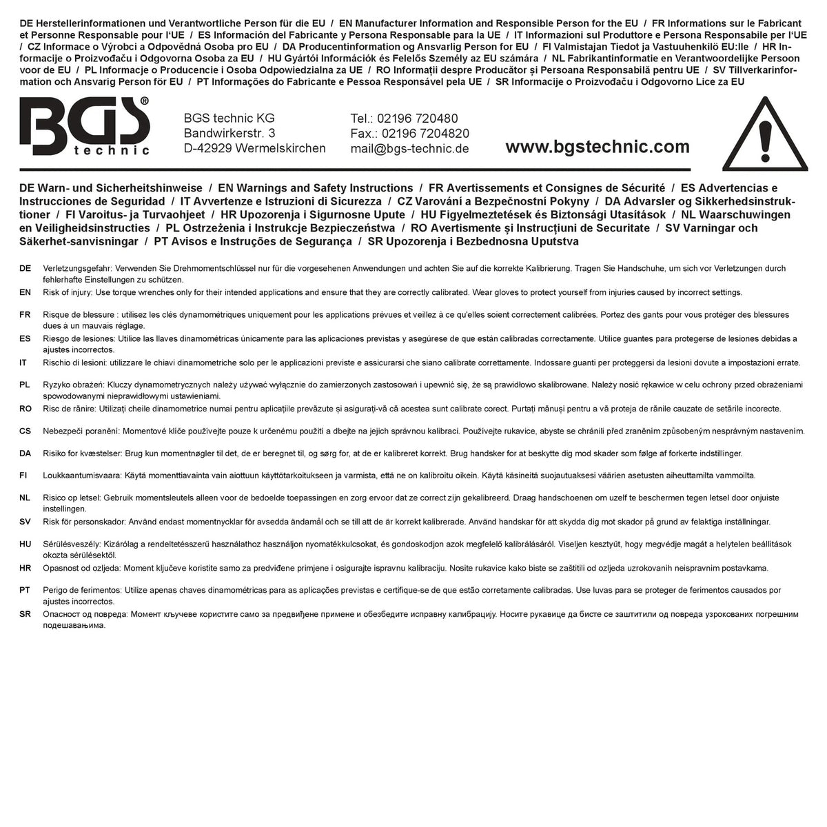 BGS 7535 Satz Radwechsel Service Drehmomentschlüssel Kraft Schoneinsätze Reifendruckprüfer