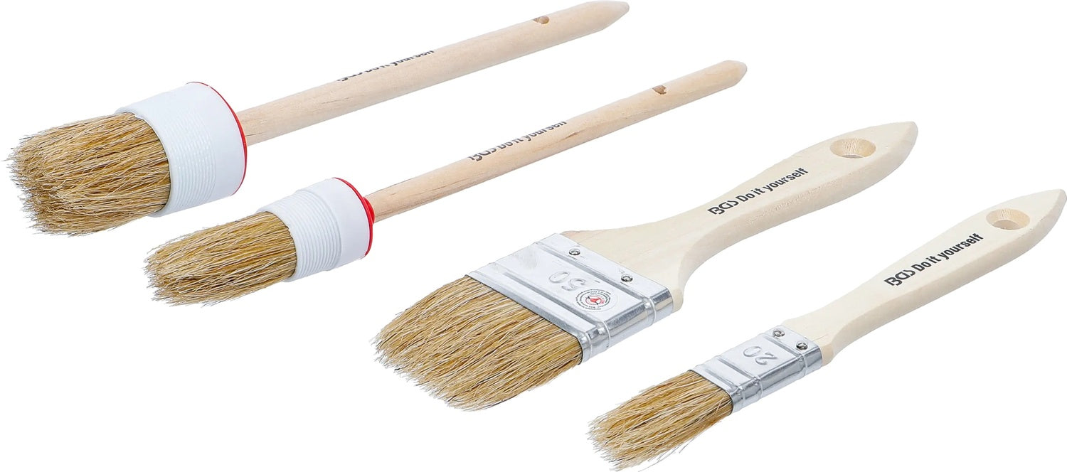 BGS DIY 76525 Pinselsatz Ringpinsel Flachpinsel Borstenpinsel 4 teilig