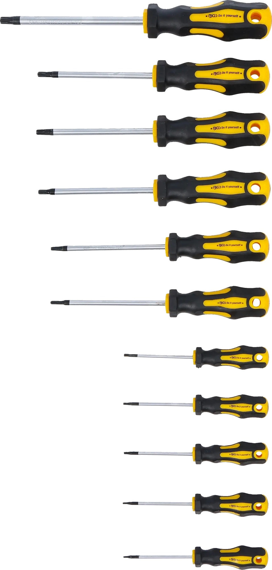 BGS DIY 7844 Satz T-Profil Torx Schraubendreher ohne Stirnbohrung 11 teilig