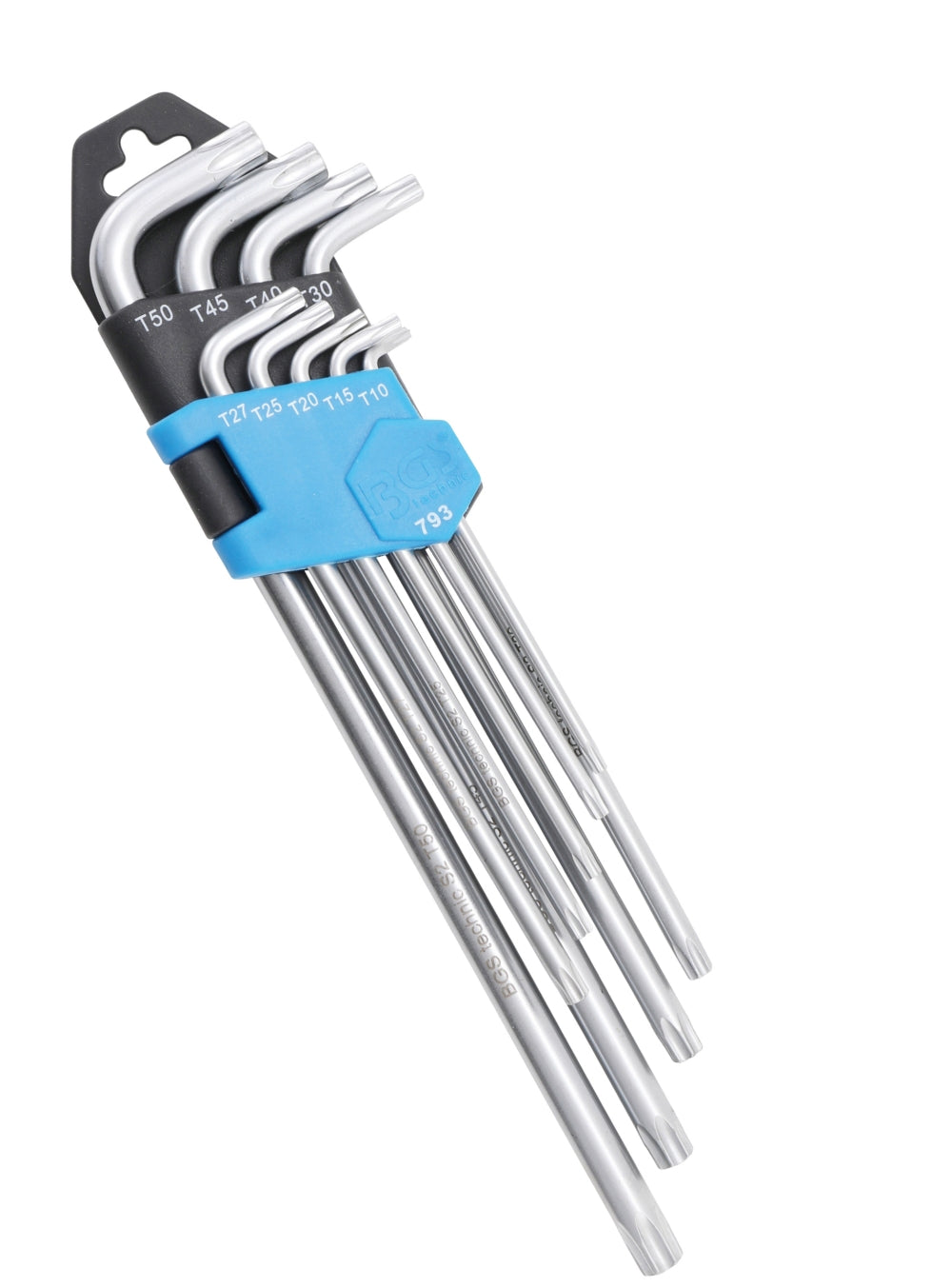 BGS 793 Satz Winkelschlüssel T-Profil (für Torx) extra lang T10 - T50 9 teilig
