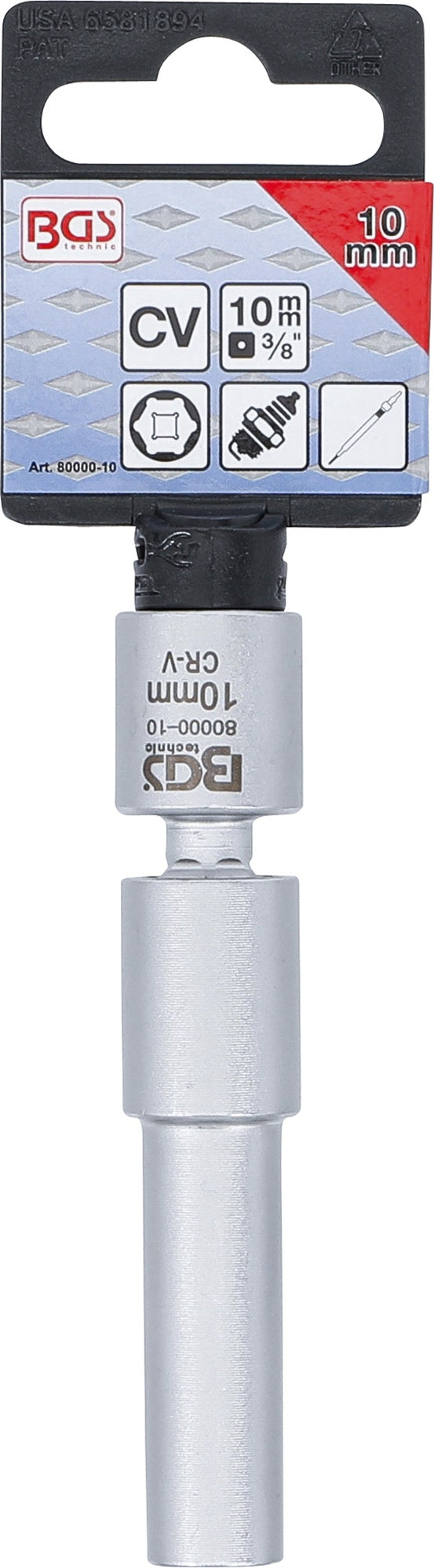BGS 80000-10 Glühkerzen Zündkerzen Gelenkeinsatz SW 10mm Antrieb Innenvierkant 10mm (3/8")