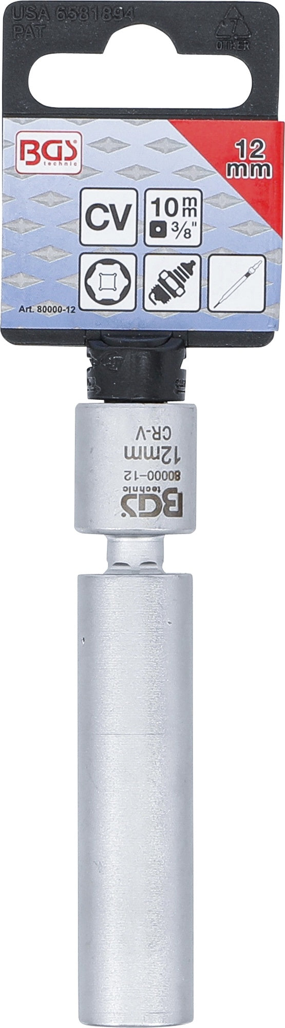 BGS 80000-12 Glühkerzen Zündkerzen Gelenkeinsatz SW 12mm Antrieb Innenvierkant 10mm (3/8")