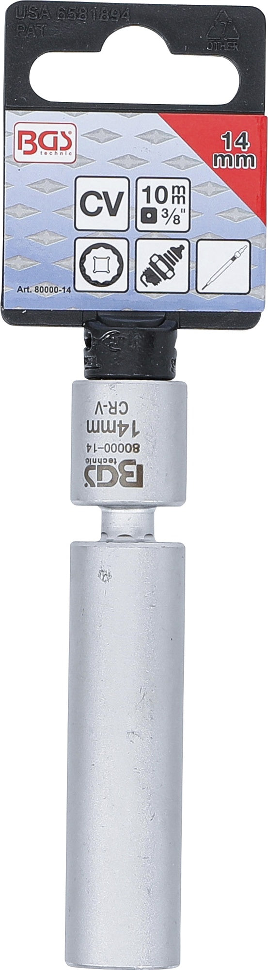 BGS 80000-14 Glühkerzen Zündkerzen Gelenkeinsatz SW 14mm Antrieb Innenvierkant 10mm (3/8")