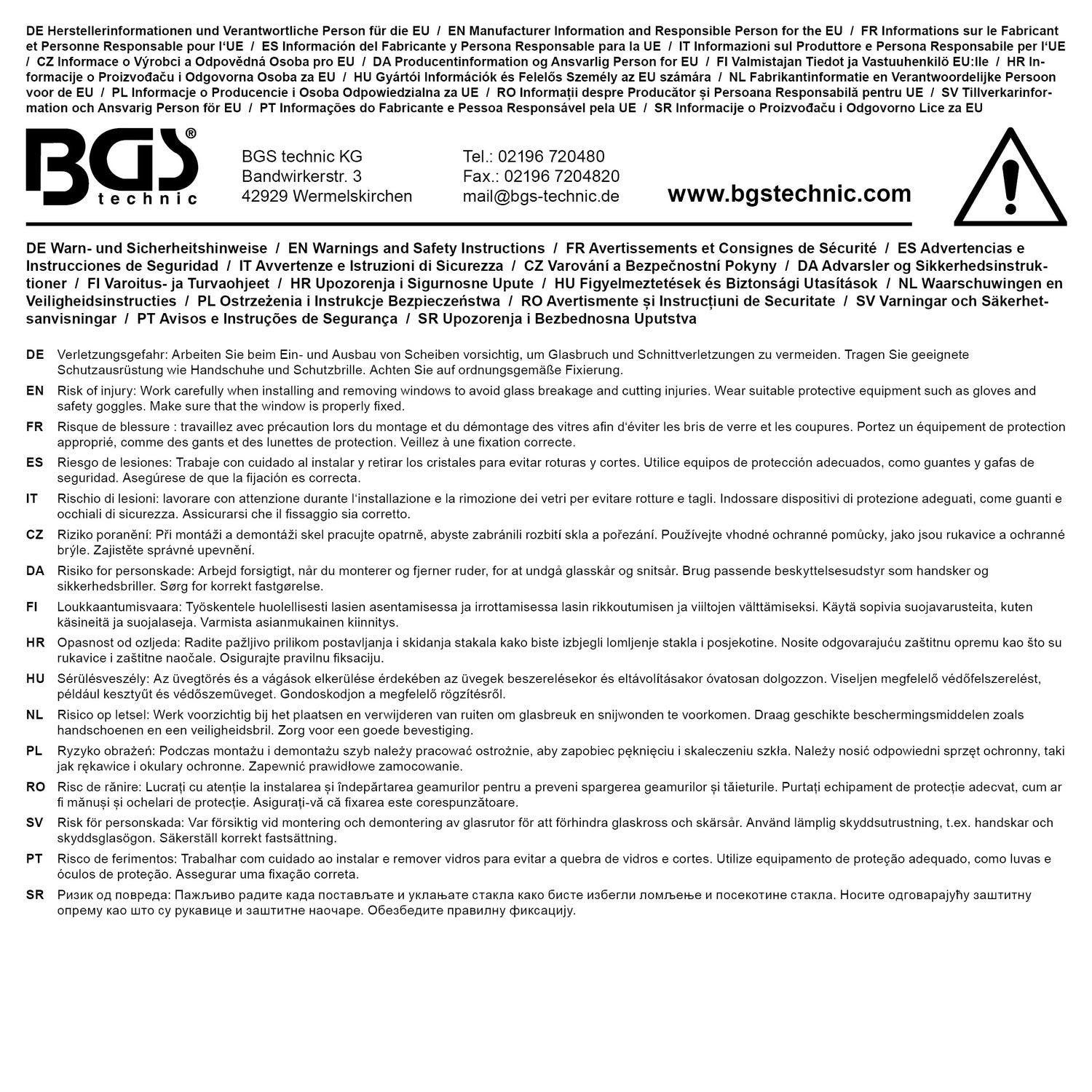 BGS 8002-6 Glaserhaken Länge 210mm für Artikel 8002 Werkzeug Scheibenausbau