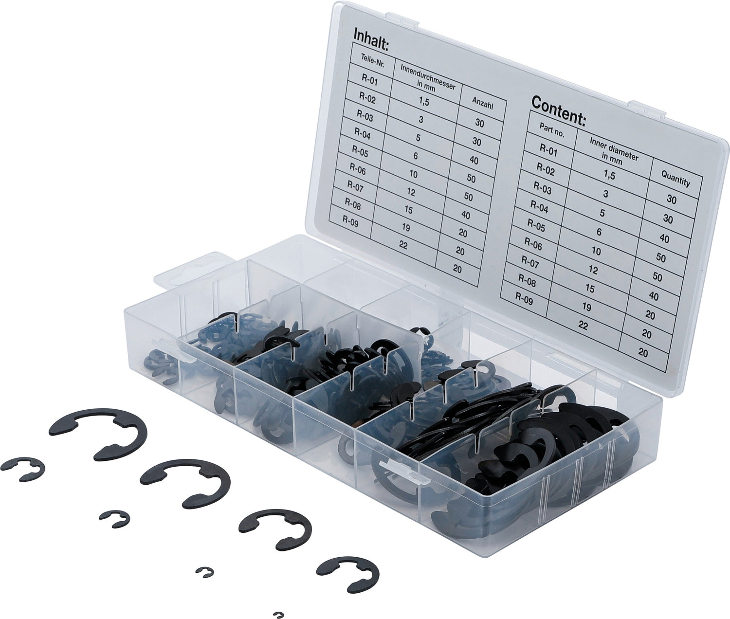 BGS 8039 Sortiment  E-Sicherungsring Wellensicherung Sicherungsscheibe 300tlg.