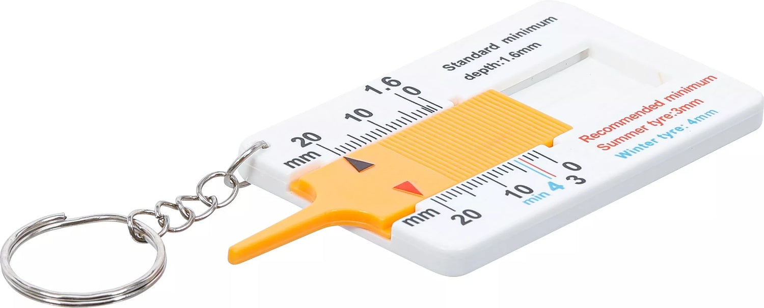 BGS DIY 80726 Profiltiefenmesser Messgerät Reifenprofiltiefe 0-20mm mit Schlüsselanhänger