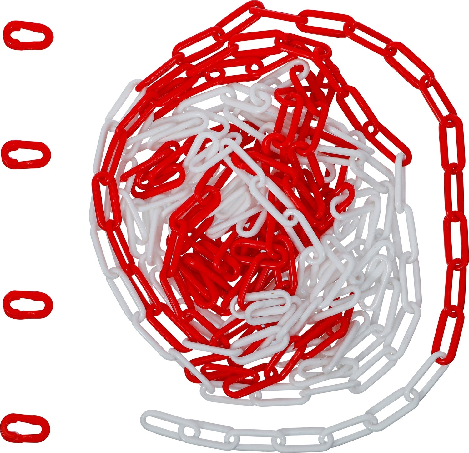 BGS DIY 80816 Kunststoff Gliederkette Absperrkette Sicherungskette Rot Weiß Länge 7,5m 4 Karabiner