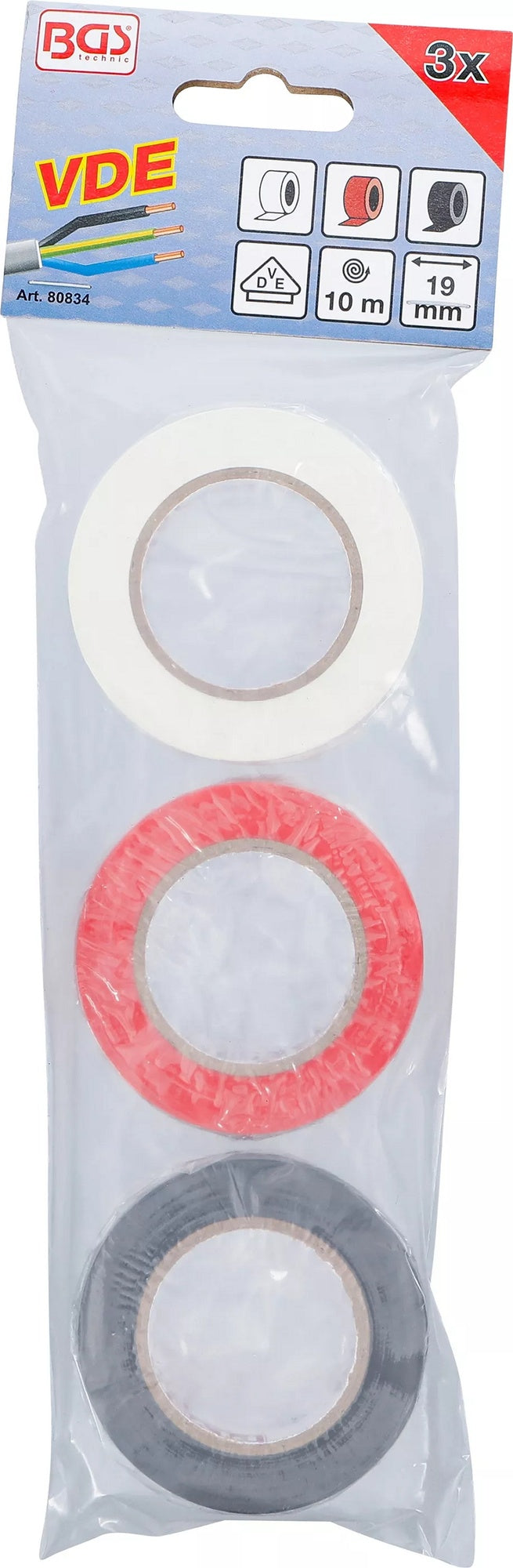 BGS 80834 Sortiment VDE Isolierband Länge 10 Meter 3 Rollen / Packung