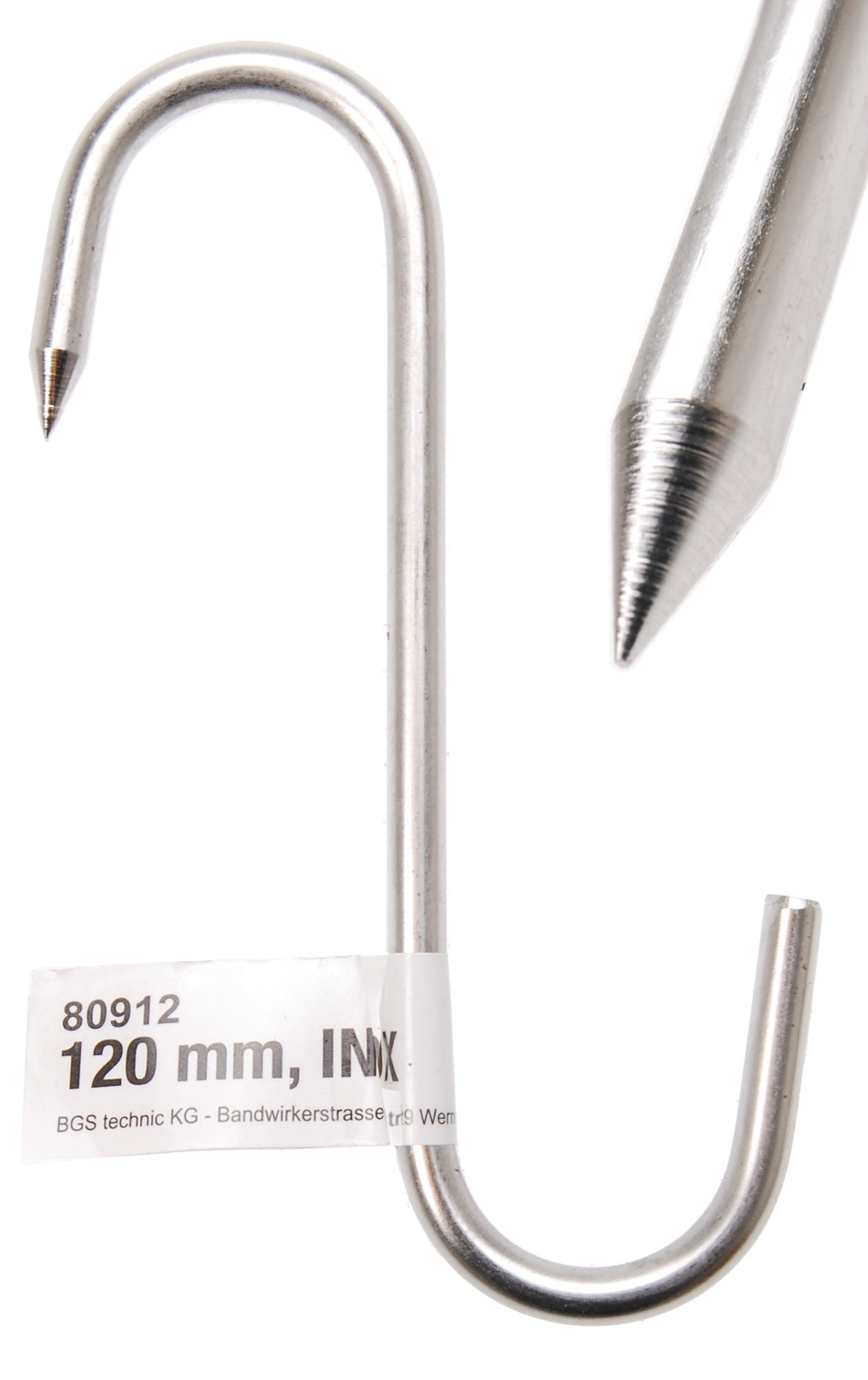 BGS DIY 80912 Fleischerhaken Metzgerhaken INOX 120mm