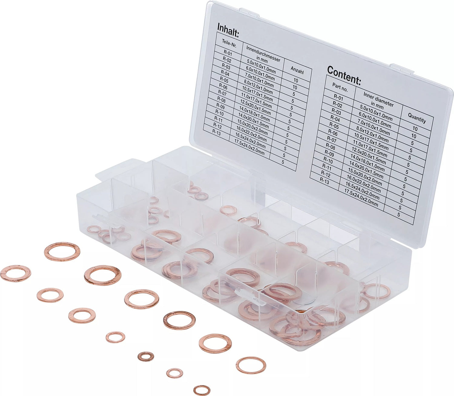 BGS 8132 Sortiment Kupfer Dichtringe metrisch für Ölablassschrauben 75 teilig