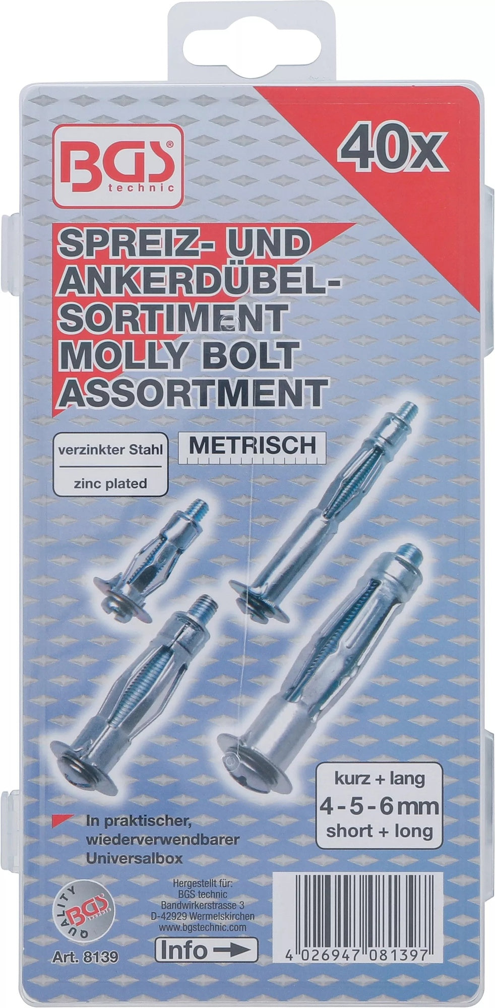 BGS 8139 Sortiment Spreiz-/ Ankerdübel 40 teilig