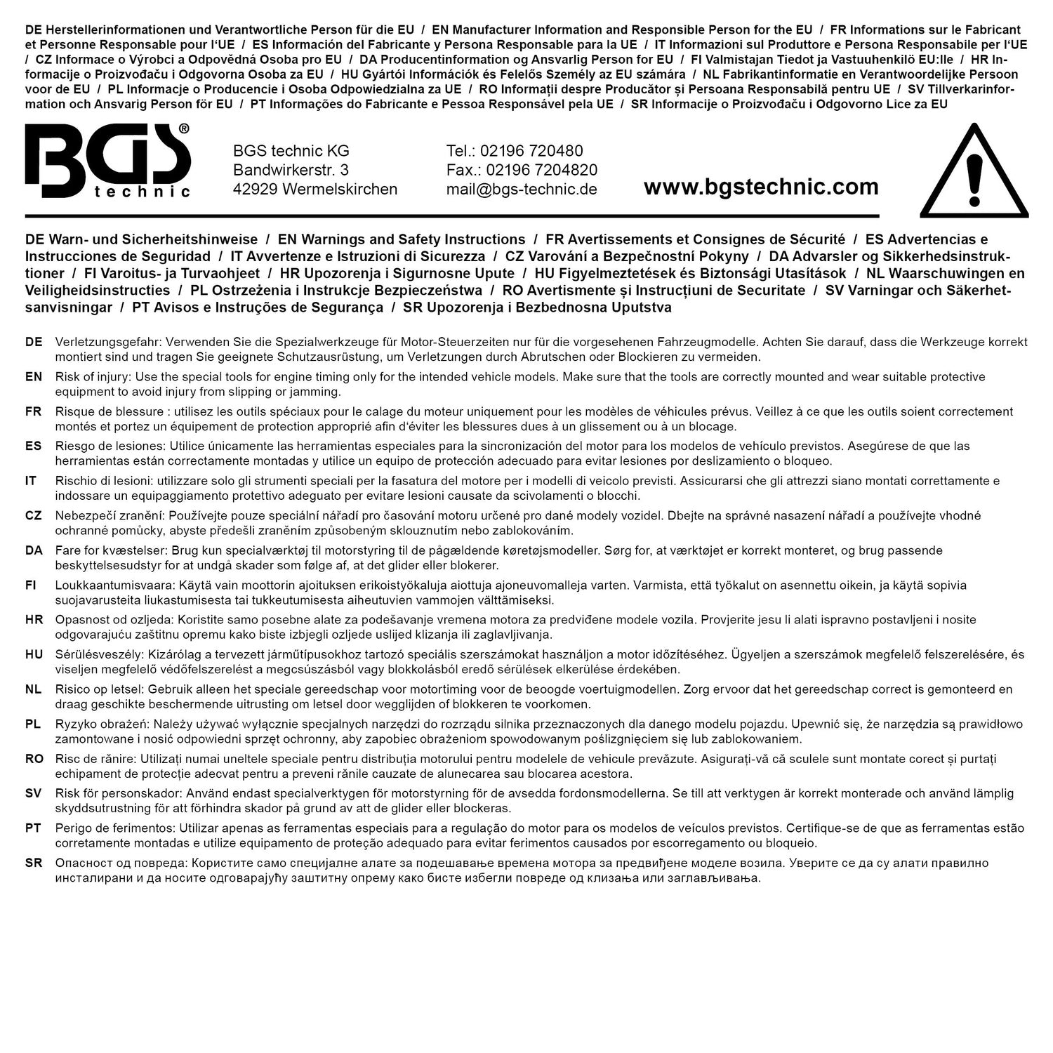 BGS 8148 Satz Einstellwerkzeug für Motor Fiat Alfa Romeo Lancia
