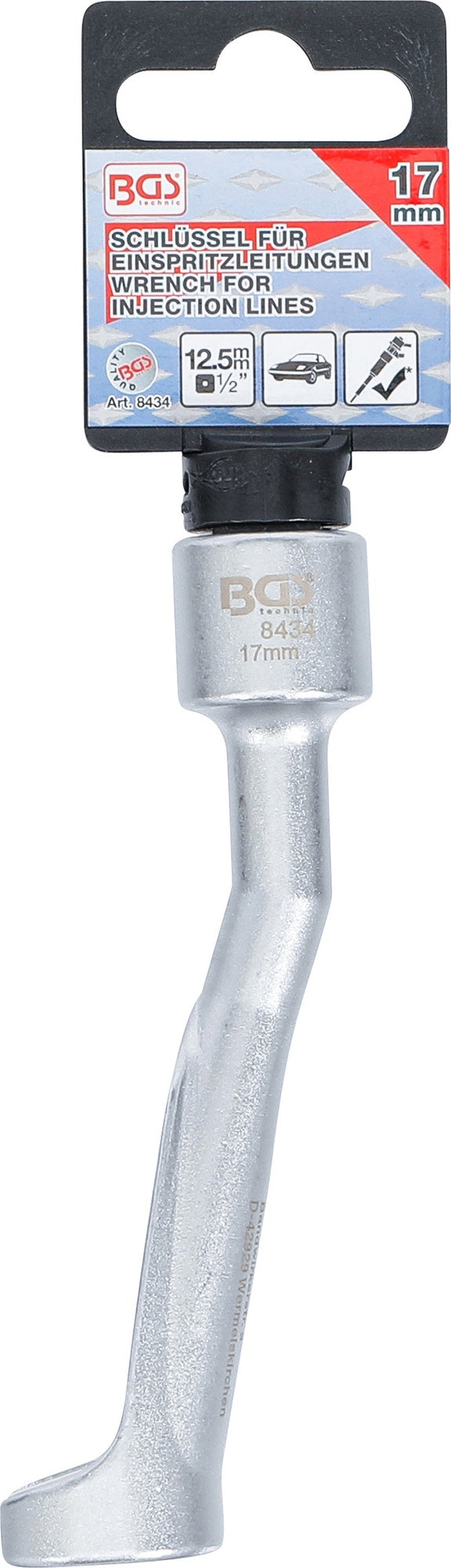 BGS 8434 Spezial Schlüssel für Einspritzleitungen für BMW Opel 2.5TD Mercedes-Benz Antrieb 12,5mm (1/2") SW 17mm