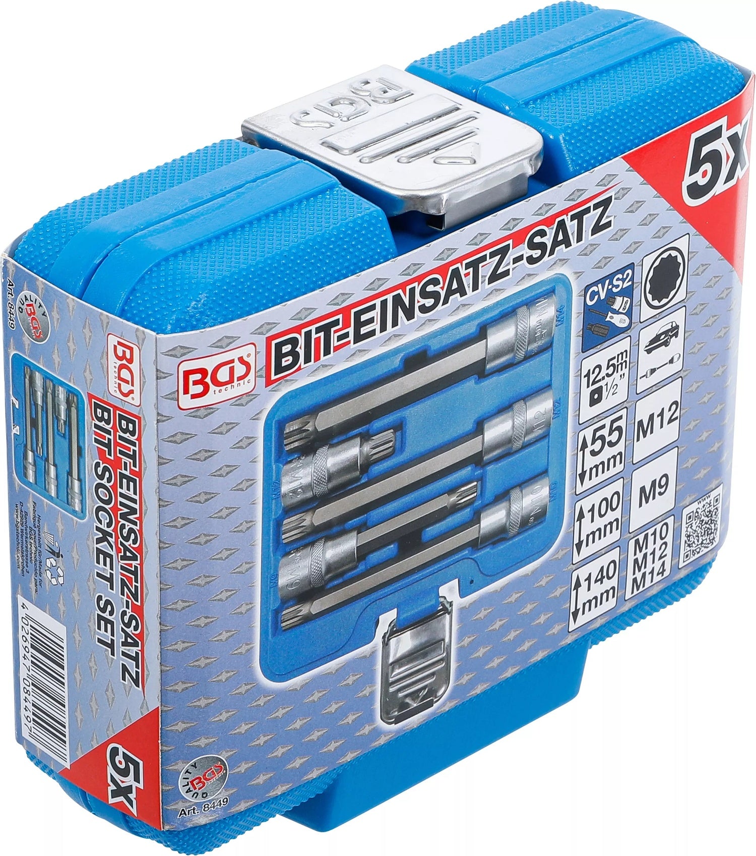 BGS 8449 Satz Biteinsätze Innenvielzahn (für XZN)  für Pkw-Antriebswellen Antrieb 12,5mm (1/2")
