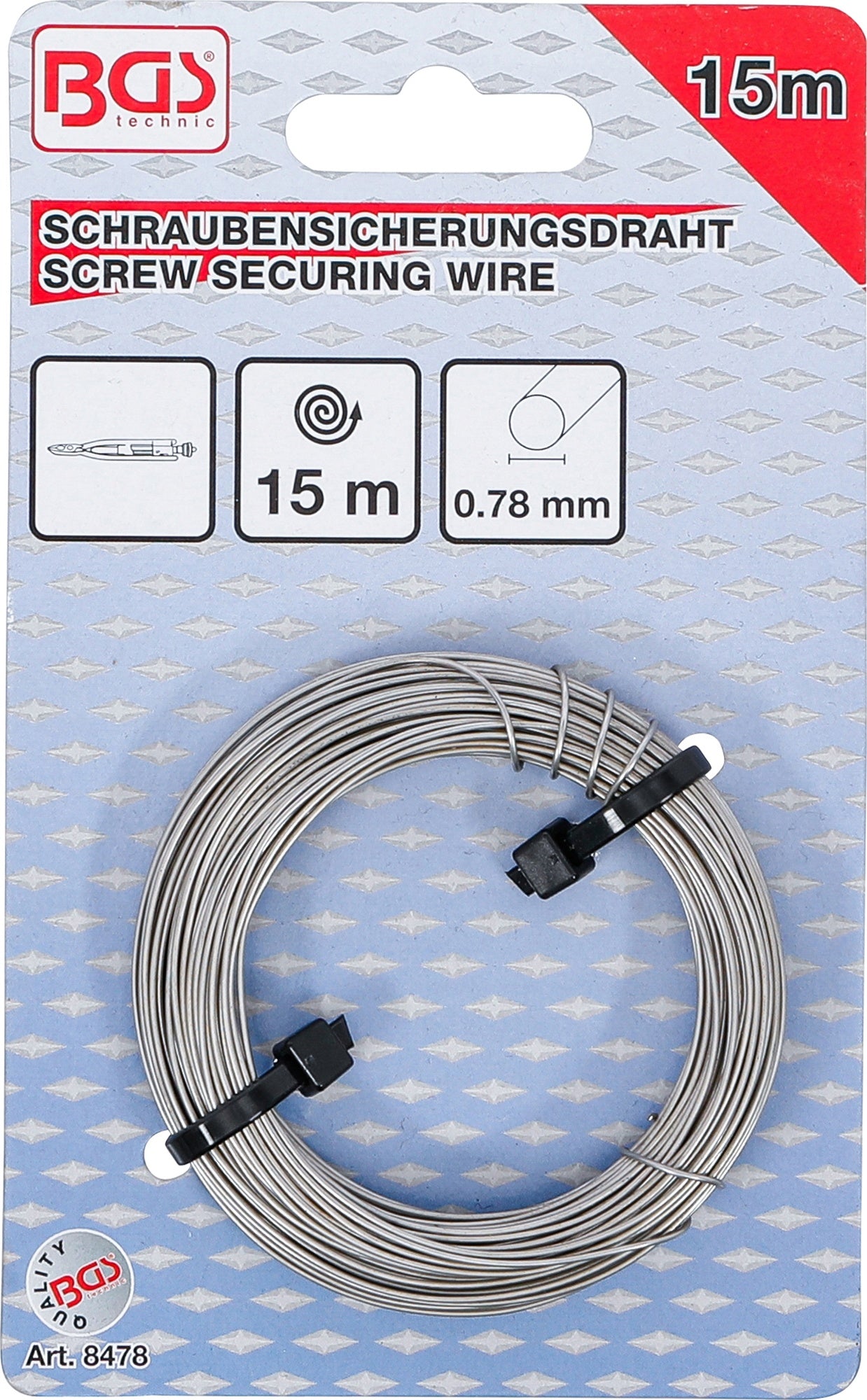 BGS 8478 Schraubensicherungsdraht 15 Meter x Ø0,78mm zur Schraubensicherung