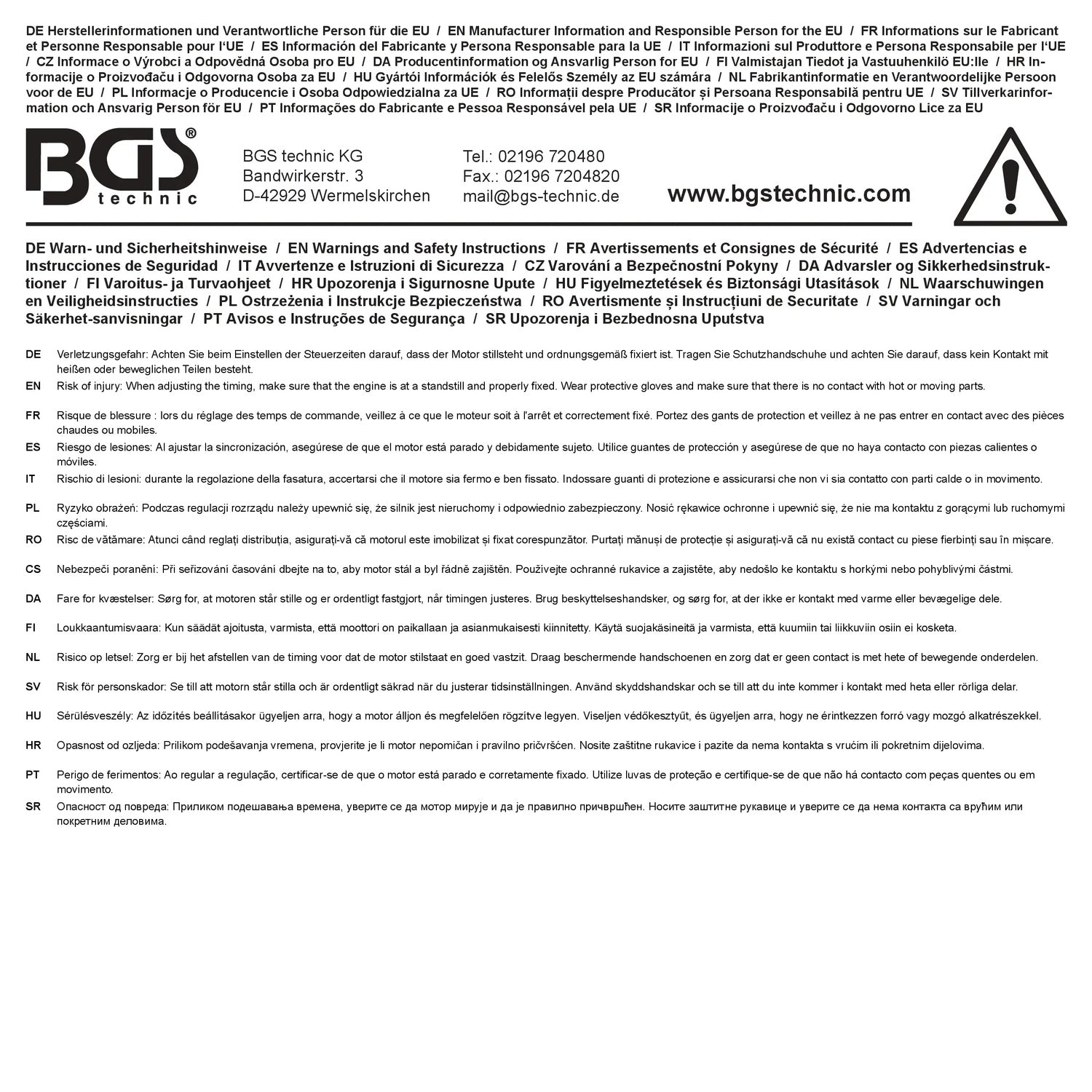 BGS 8602 BMW Satz Einstellwerkzeug für Motor M62 Vanos