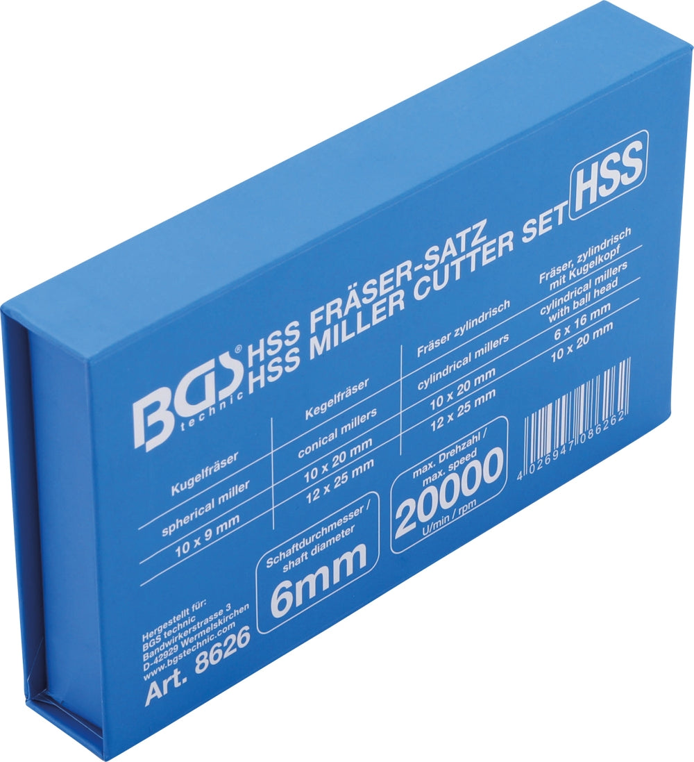 BGS 8626 Satz HSS Fräser Schaftdurchmesser Ø6mm 7 teilig