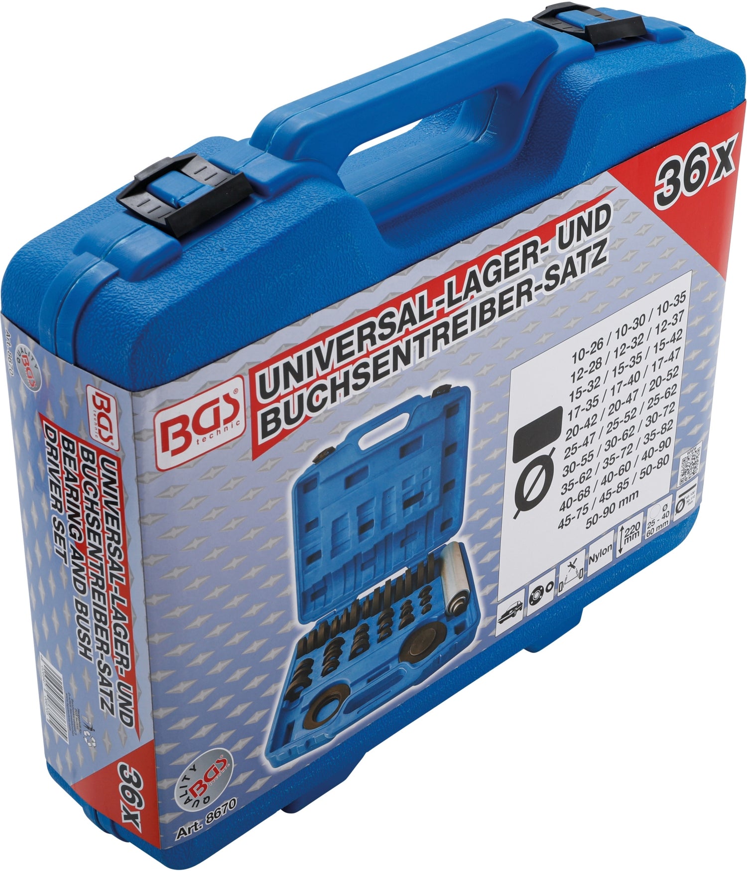 BGS 8670 Satz Universal Werkzeug Lagertreiber / Buchsentreiber Nylon 36 teilig