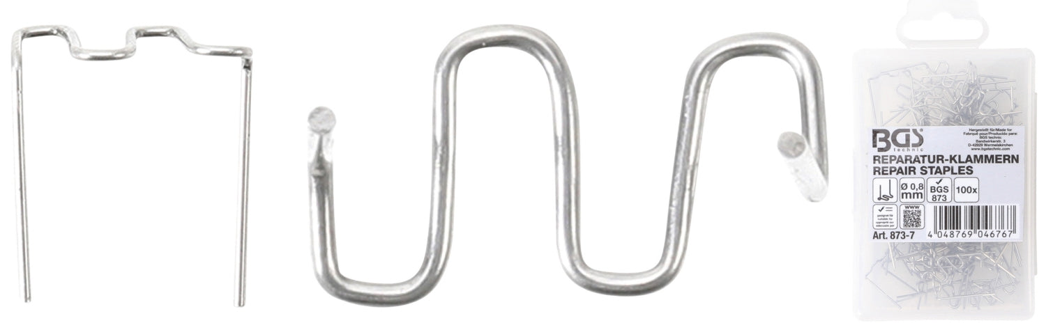 BGS 873-7 Reparatur Klammern W-Form Ø0,8mm 100 Stück für Kunststoffreparatur