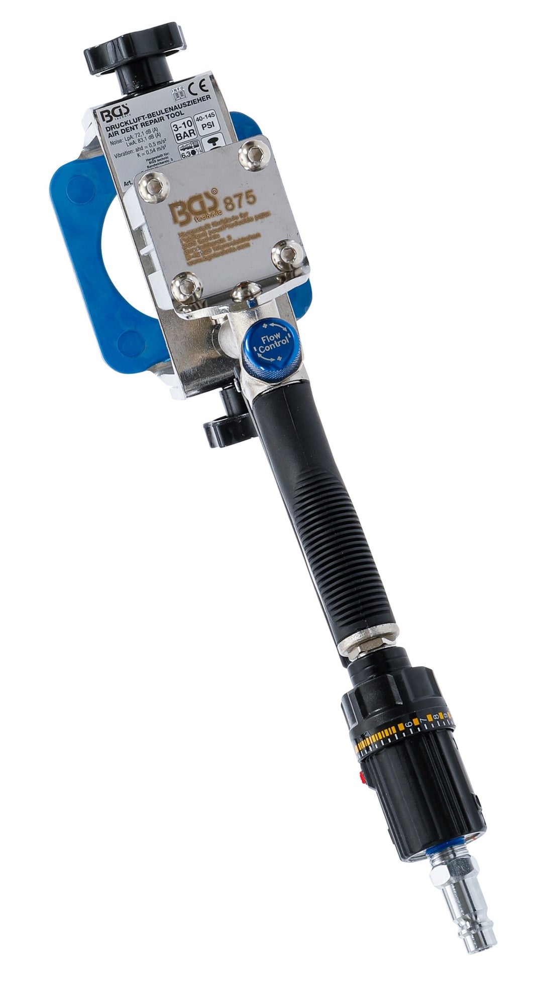 BGS 875 Druckluft Beulenauszieher / Dellenzieher inklusive 10 Ausbeulpads Verlängerungsadapter