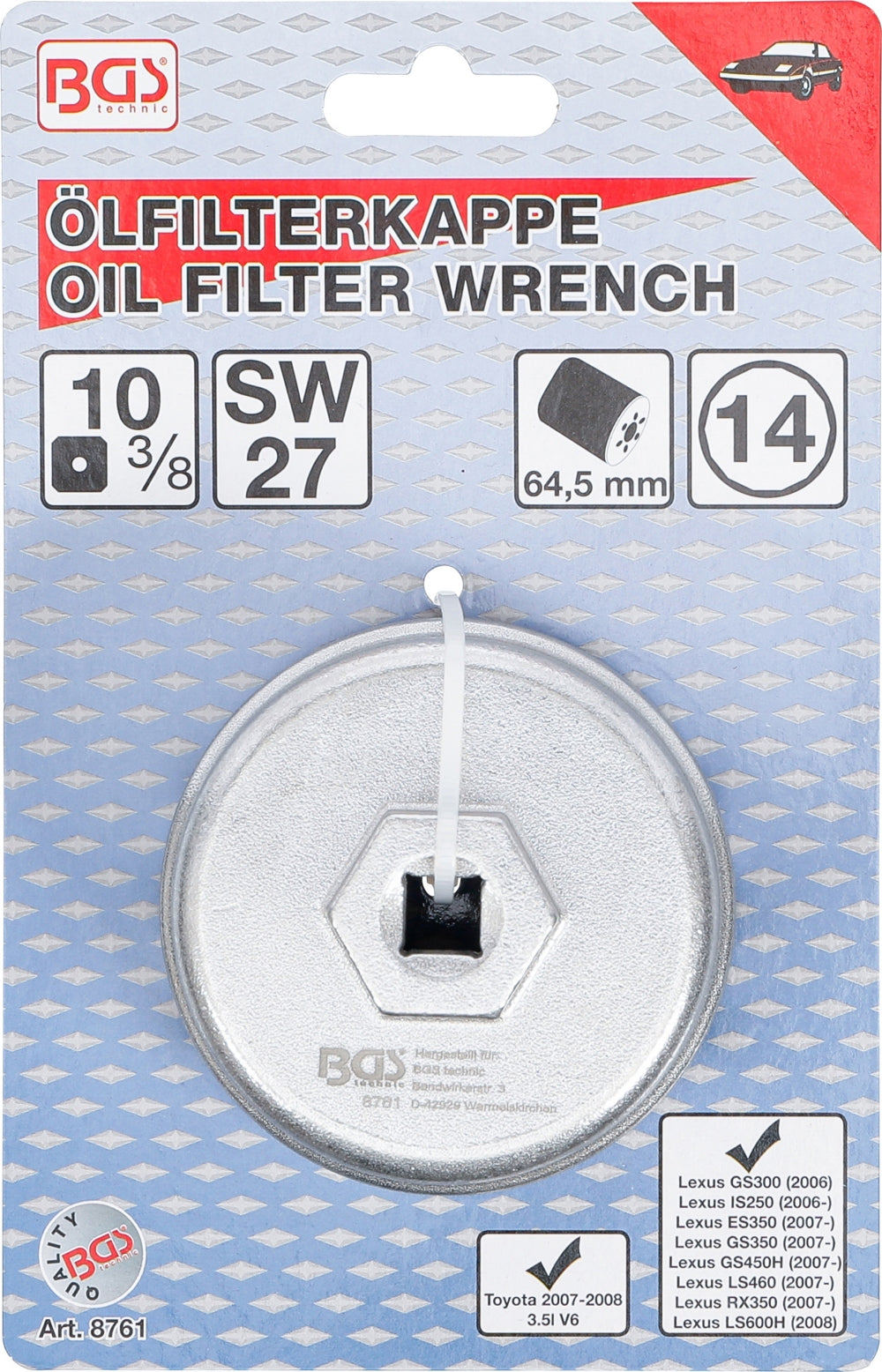 BGS 8761 Ölfilterschlüssel Ø64,5mm Vierzehnkant für Lexus Toyota
