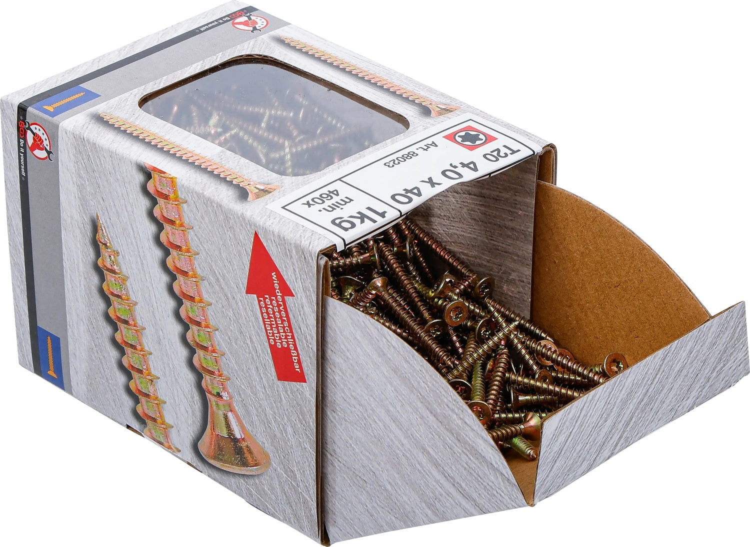 BGS DIY 88023 Mehrzweckschrauben T-Profil (für Torx) T20 4,0 x 40mm 460 Stück 1kg