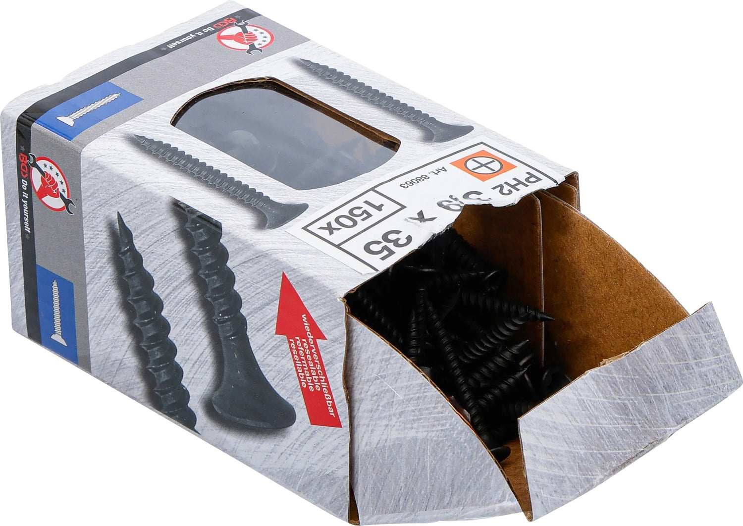 BGS DIY 88063 Schnellbauschrauben PH2 Feingewinde 3,9 x 35mm 150 Stück
