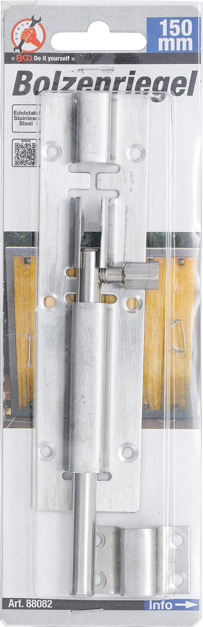 BGS DIY 88082 Bolzenriegel Edelstahl 150mm