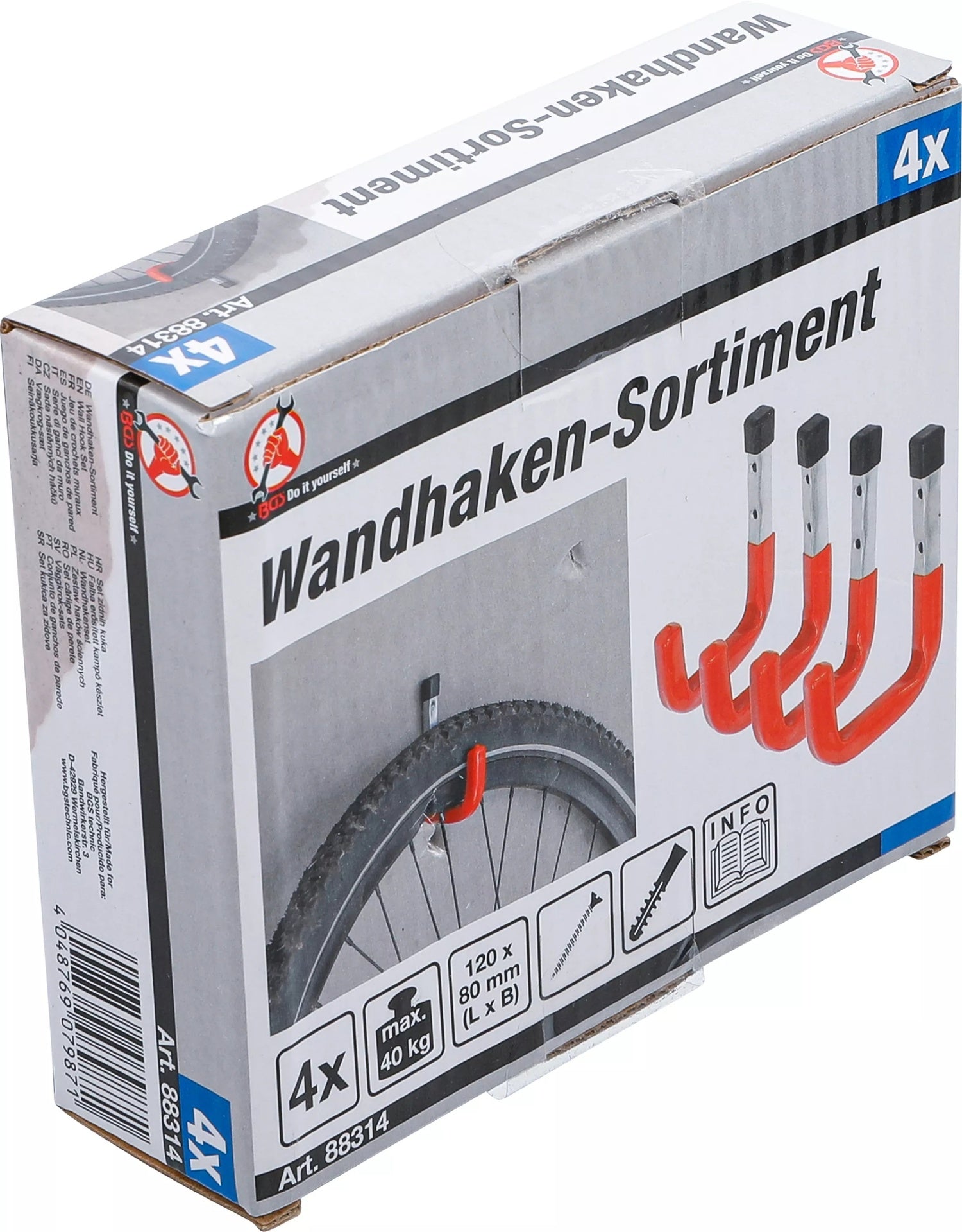 BGS DIY 88314 Wandhaken Universalhaken 4 teilig
