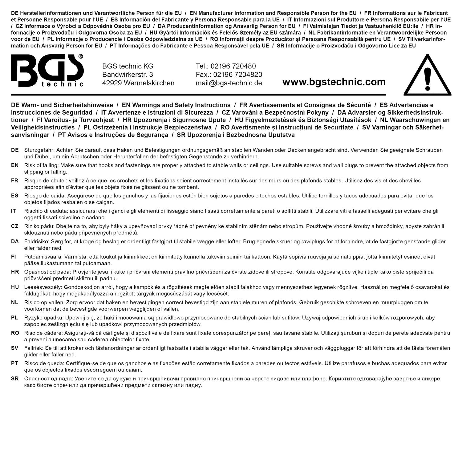 BGS DIY 88315 Wandhaken  für Festzeltgarnituren 4 teilig